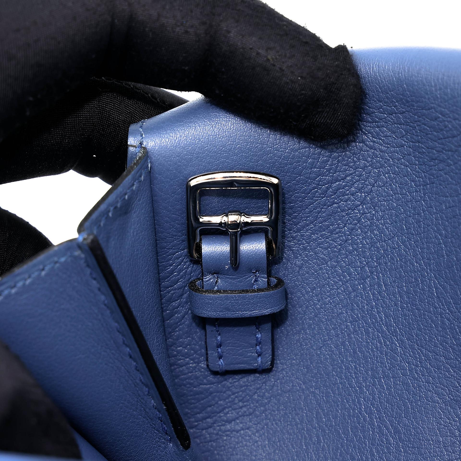 A美品 HERMÈS 爱马仕 Halzan Mini S4 深邃蓝 Deep Blue Swift牛皮 银扣 X刻 2016年 - 27