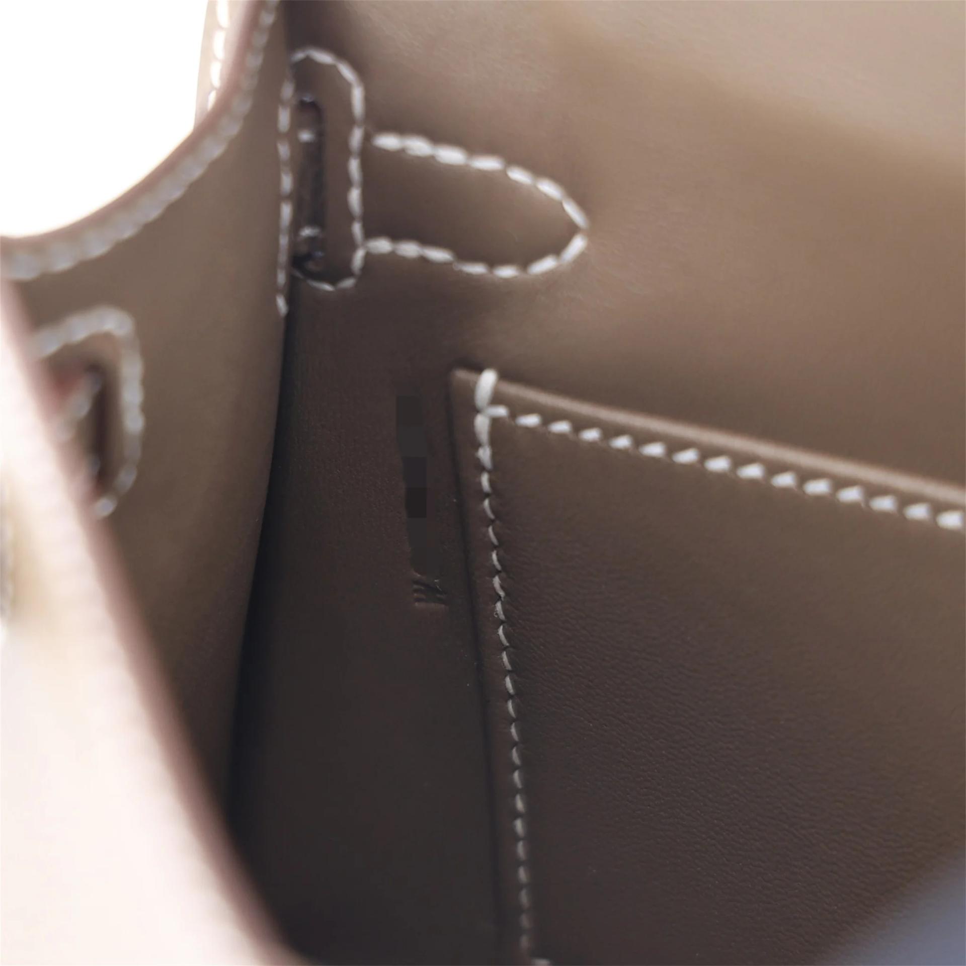 Brand New ( Rank N ) HERMÈS Mini Kelly II Etoupe (18) Epsom Palladium hardware W (2024) - 14