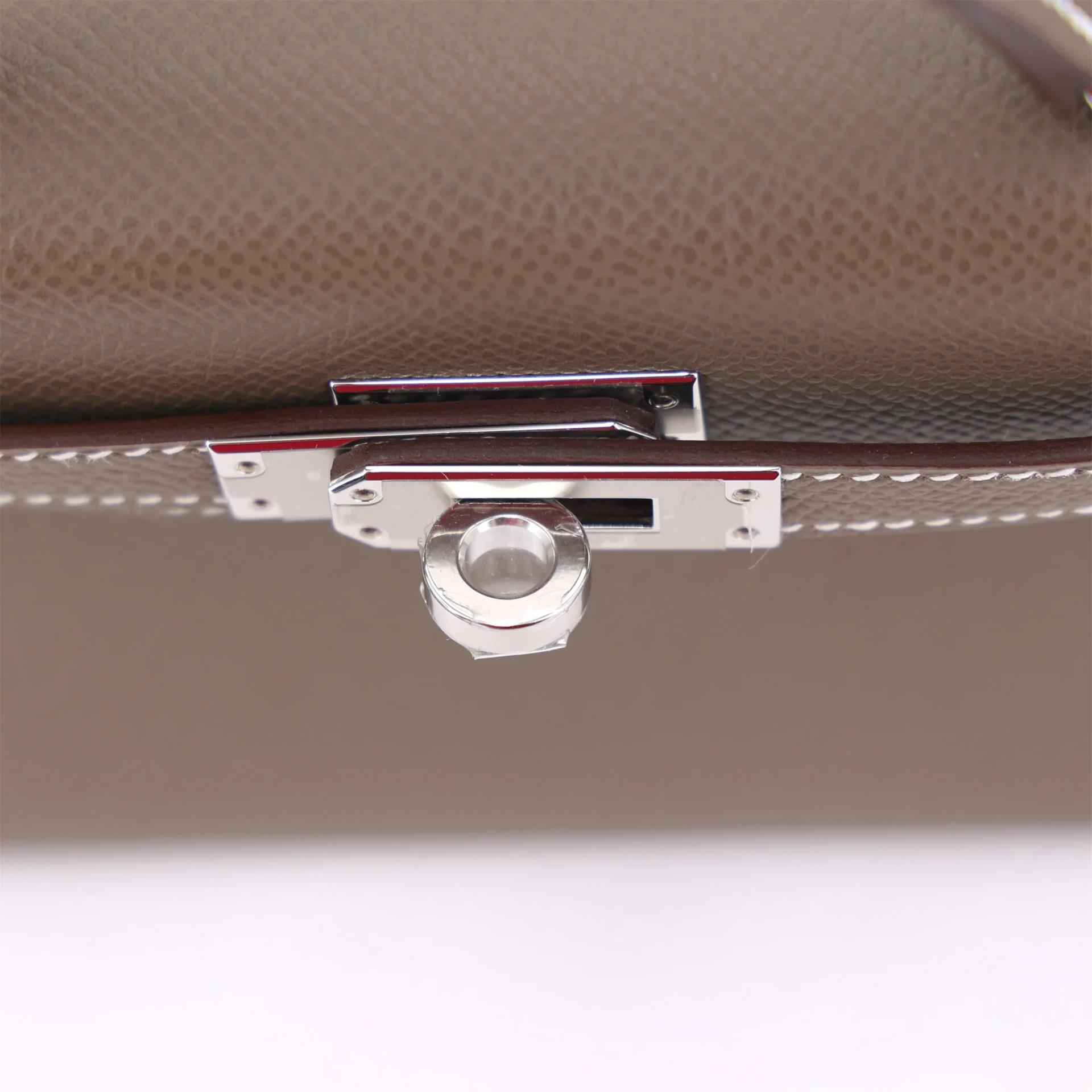 Brand New ( Rank N ) HERMÈS Mini Kelly II Etoupe (18) Epsom Palladium hardware W (2024) - 9