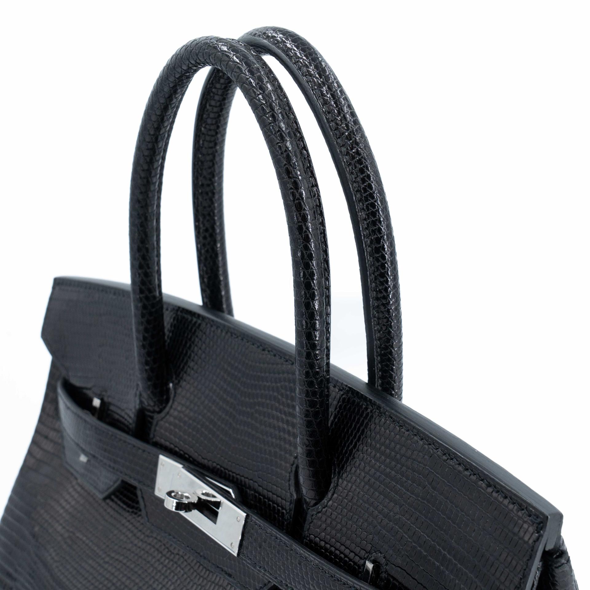 ランク NS 未使用品 HERMÈS エルメス バーキン30 ブラック (89) リザード シルバー金具 D刻印 (2019) - 4