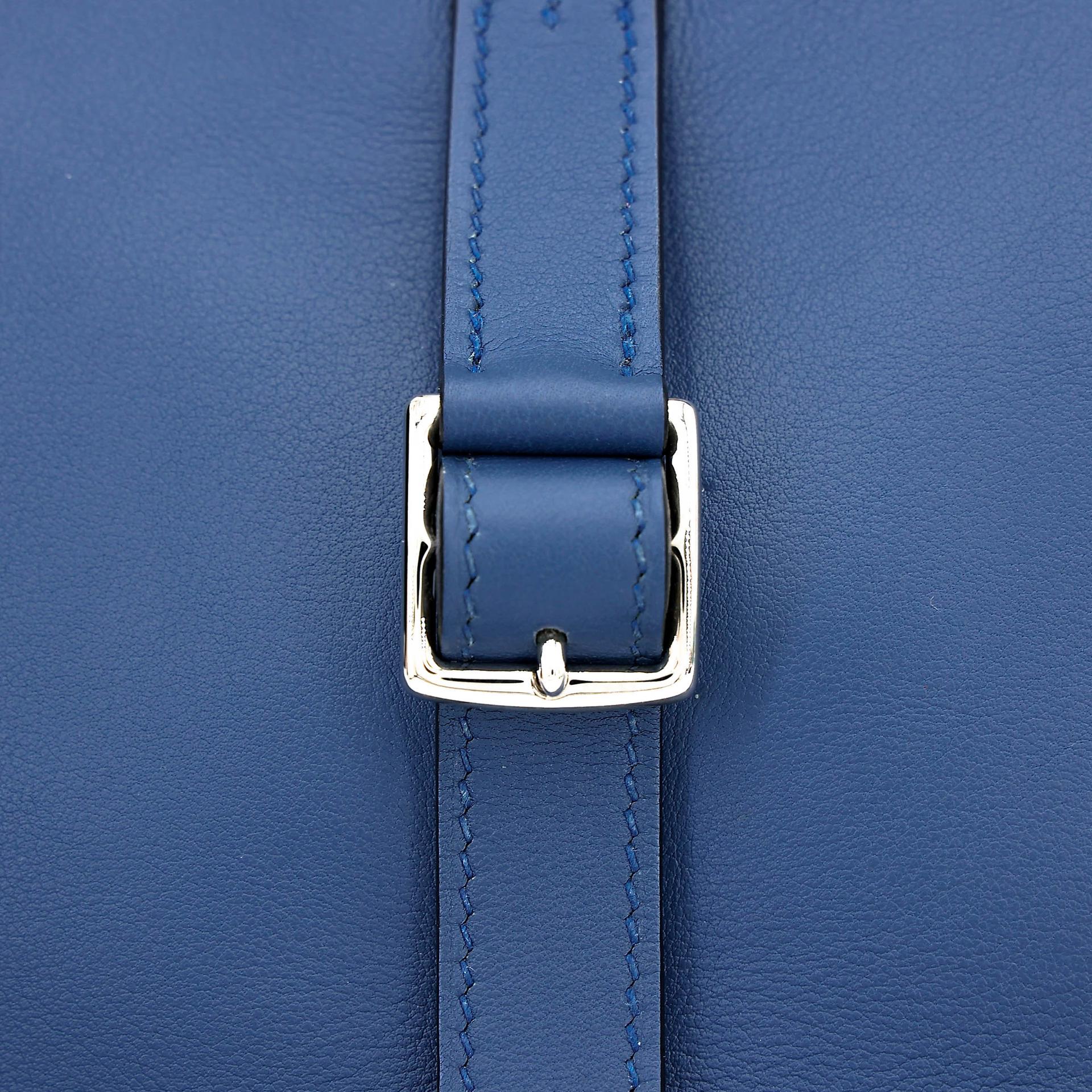 A美品 HERMÈS 爱马仕 Halzan Mini S4 深邃蓝 Deep Blue Swift牛皮 银扣 X刻 2016年 - 20