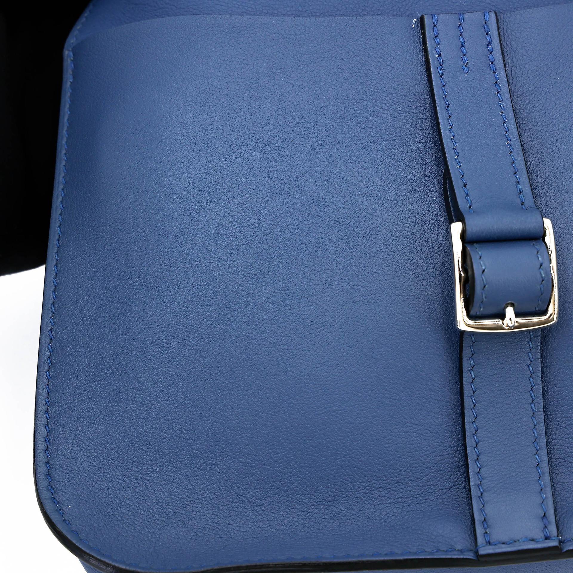 A美品 HERMÈS 爱马仕 Halzan Mini S4 深邃蓝 Deep Blue Swift牛皮 银扣 X刻 2016年 - 17