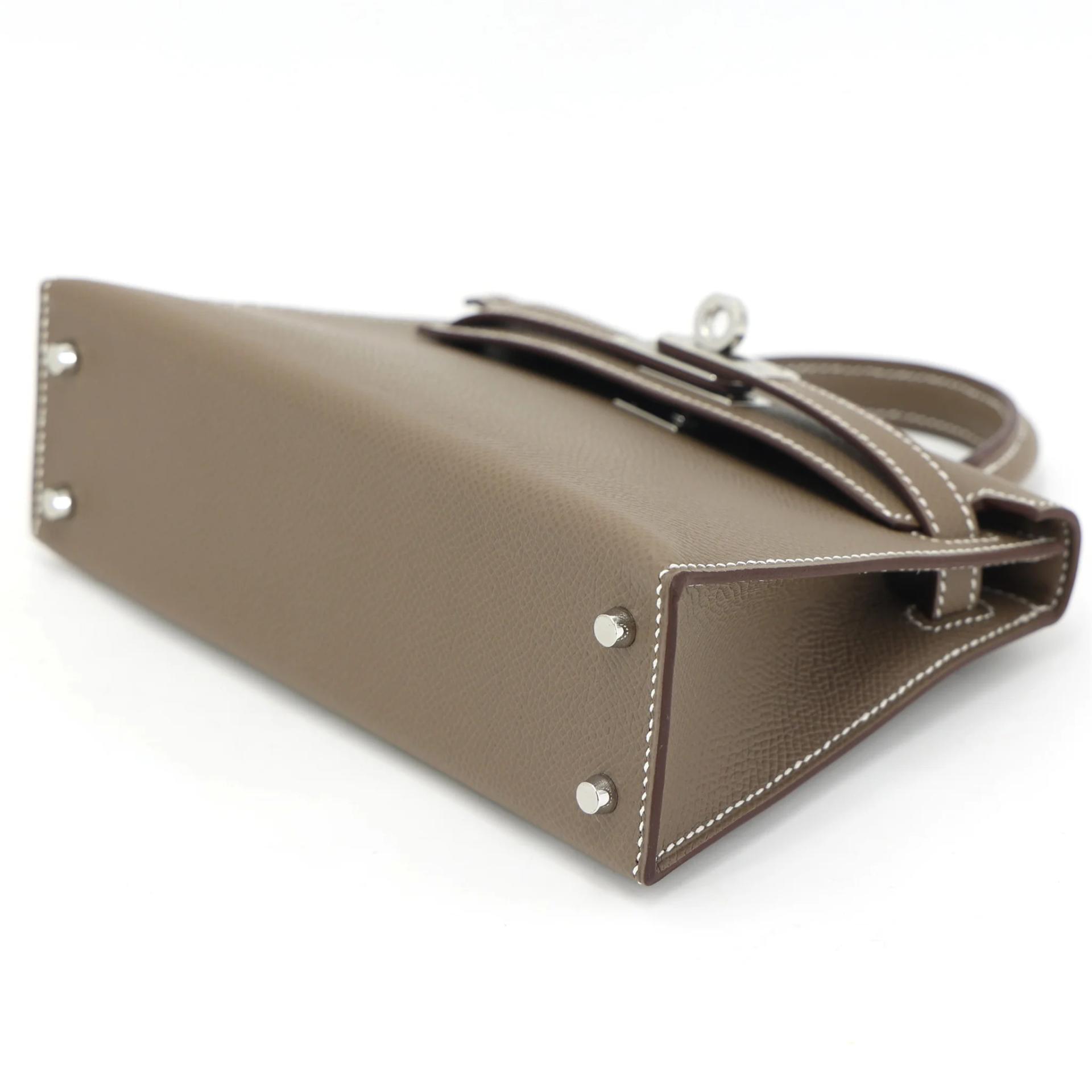Brand New ( Rank N ) HERMÈS Mini Kelly II Etoupe (18) Epsom Palladium hardware W (2024) - 5