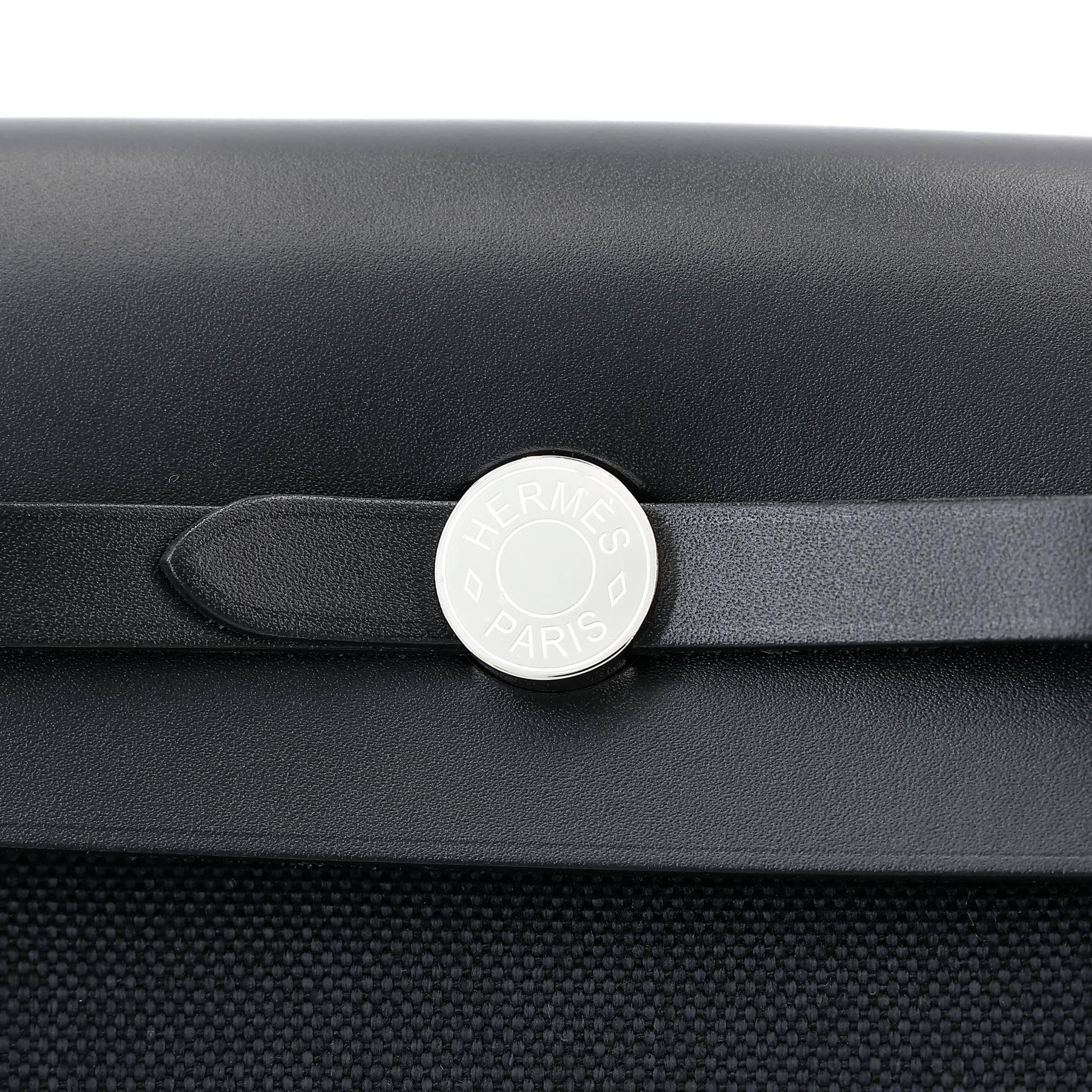 Unused ( Rank NS ) HERMÈS Herbag Mini TPM Noir (89) Vache Hunter Toile H canvas Palladium hardware W (2024) - 13