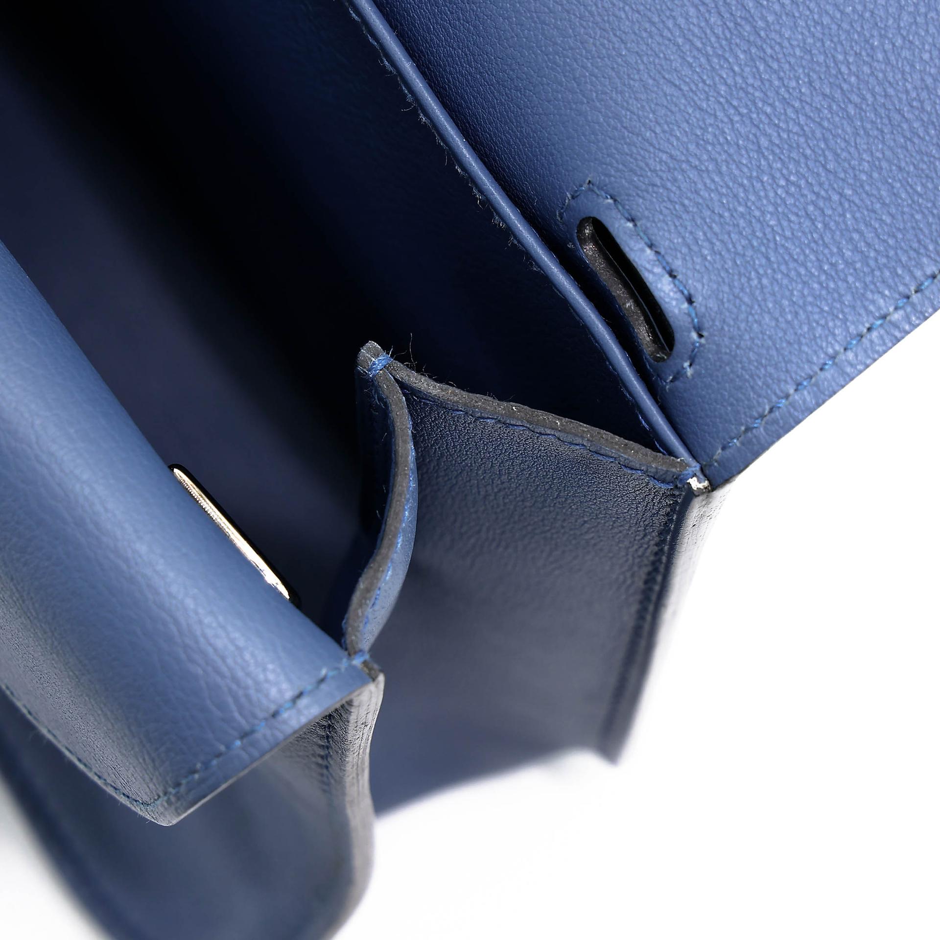A美品 HERMÈS 爱马仕 Halzan Mini S4 深邃蓝 Deep Blue Swift牛皮 银扣 X刻 2016年 - 23