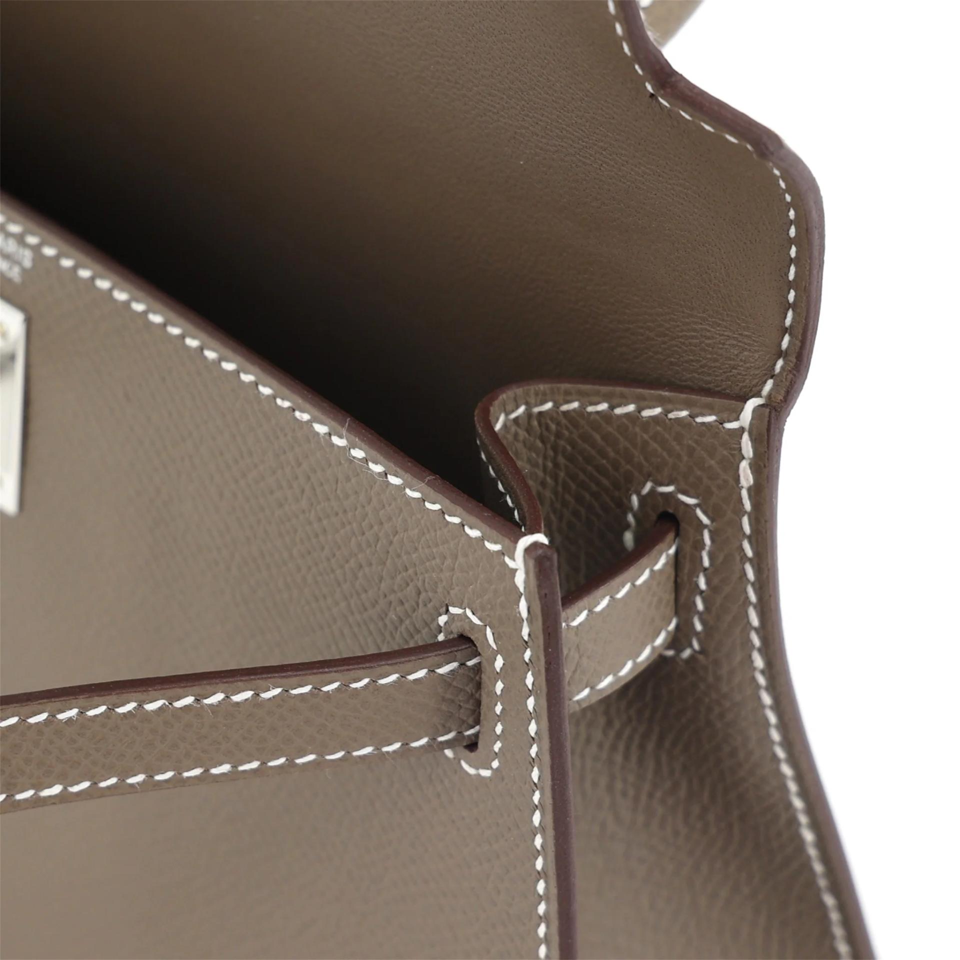 Brand New ( Rank N ) HERMÈS Mini Kelly II Etoupe (18) Epsom Palladium hardware W (2024) - 13