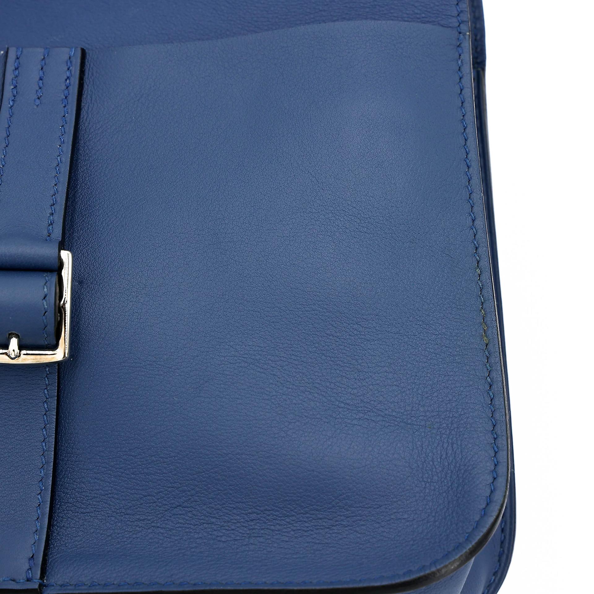 A美品 HERMÈS 爱马仕 Halzan Mini S4 深邃蓝 Deep Blue Swift牛皮 银扣 X刻 2016年 - 16