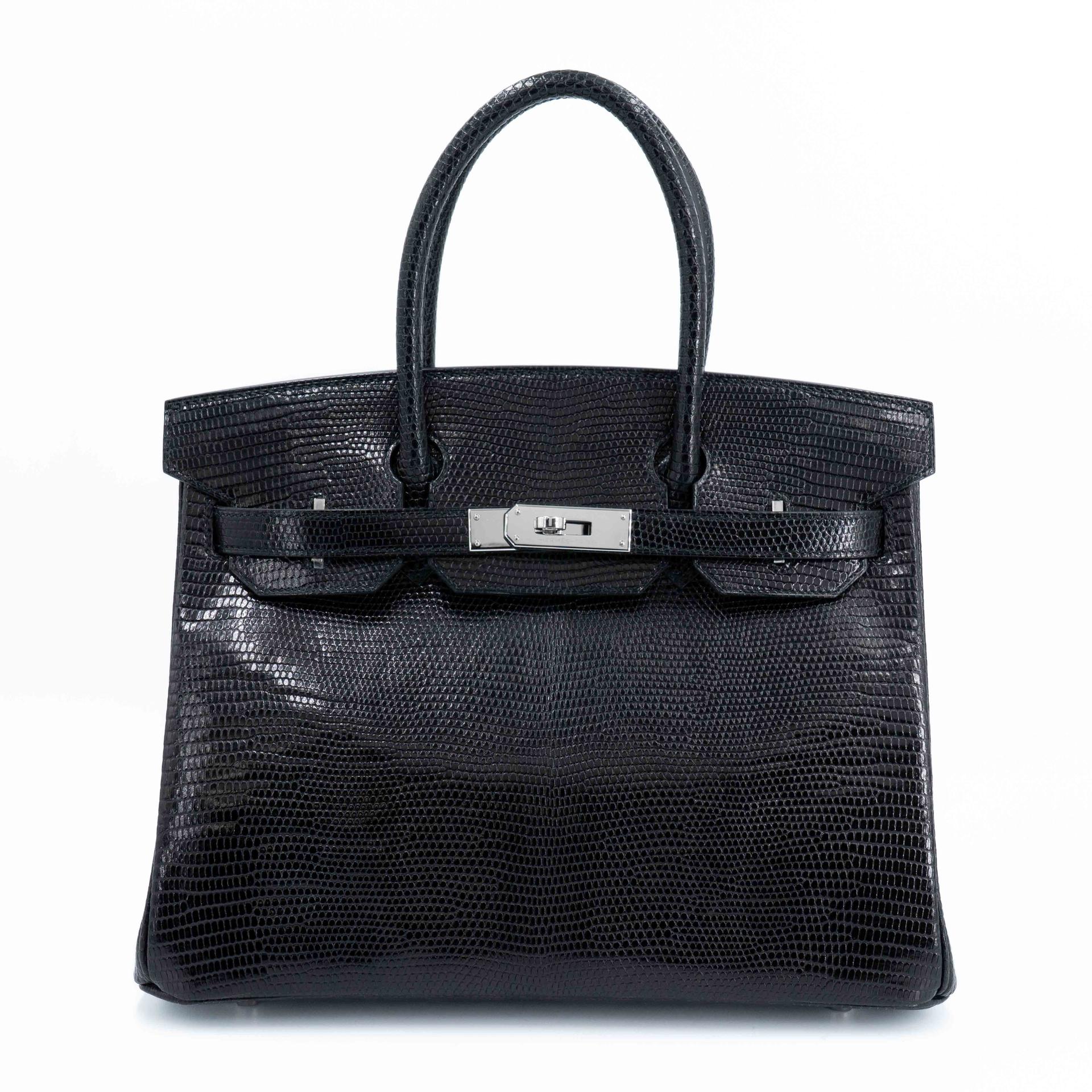 ランク NS 未使用品 HERMÈS エルメス バーキン30 ブラック (89) リザード シルバー金具 D刻印 (2019) - 1