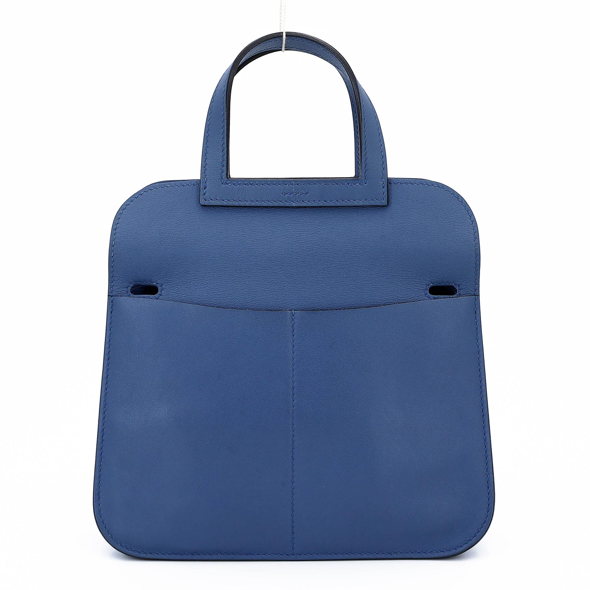 A美品 HERMÈS 爱马仕 Halzan Mini S4 深邃蓝 Deep Blue Swift牛皮 银扣 X刻 2016年 - 5