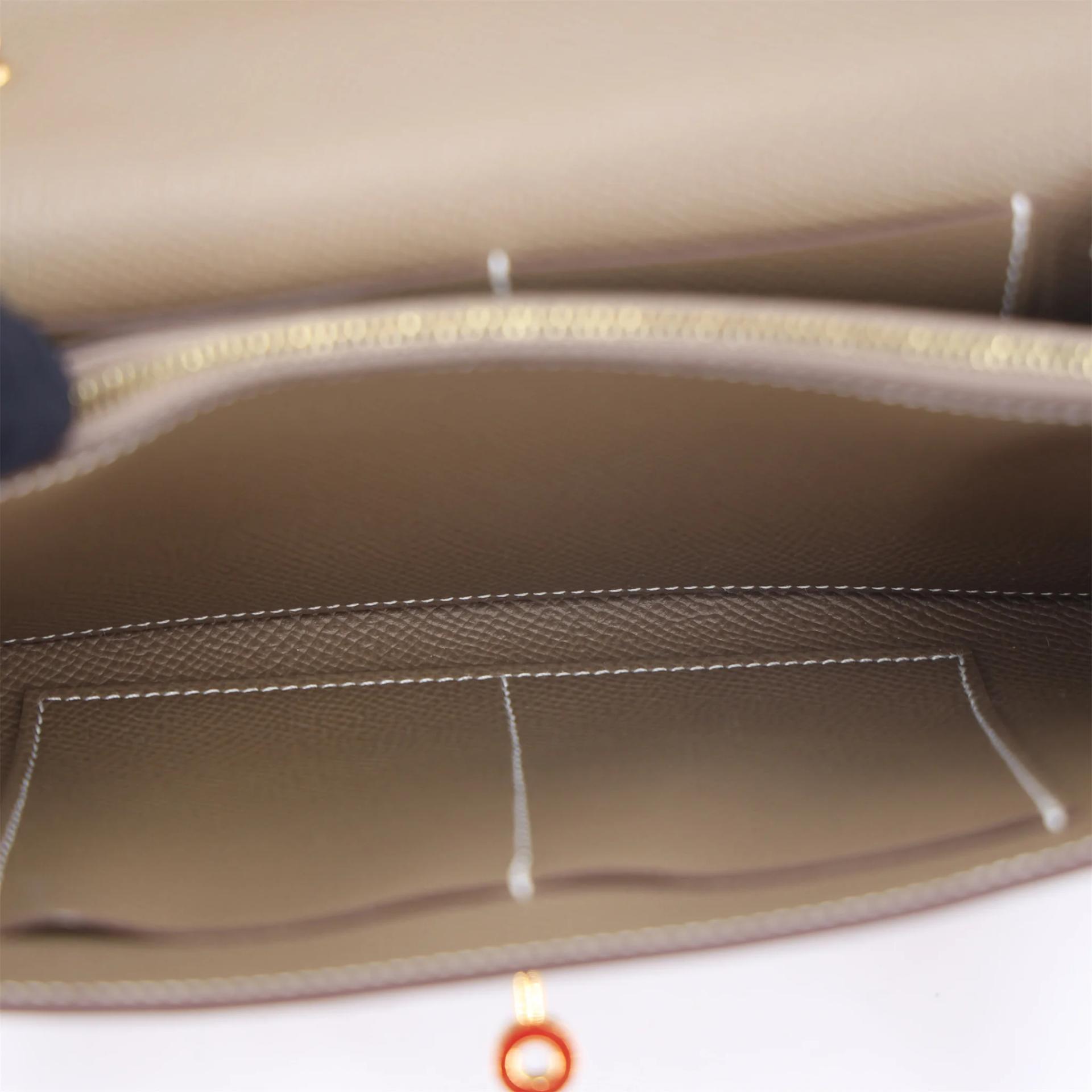 Excellent ( Rank SA ) HERMÈS Kelly To Go Wallet Etoupe (18) Epsom Gold hardware Z (2021) - 11