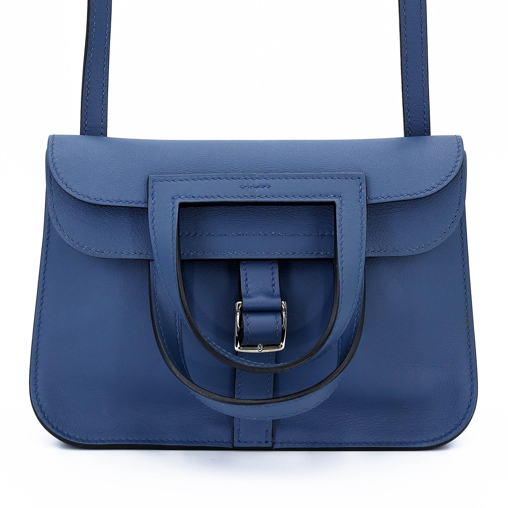 A美品 HERMÈS 爱马仕 Halzan Mini S4 深邃蓝 Deep Blue Swift牛皮 银扣 X刻 2016年 - 1