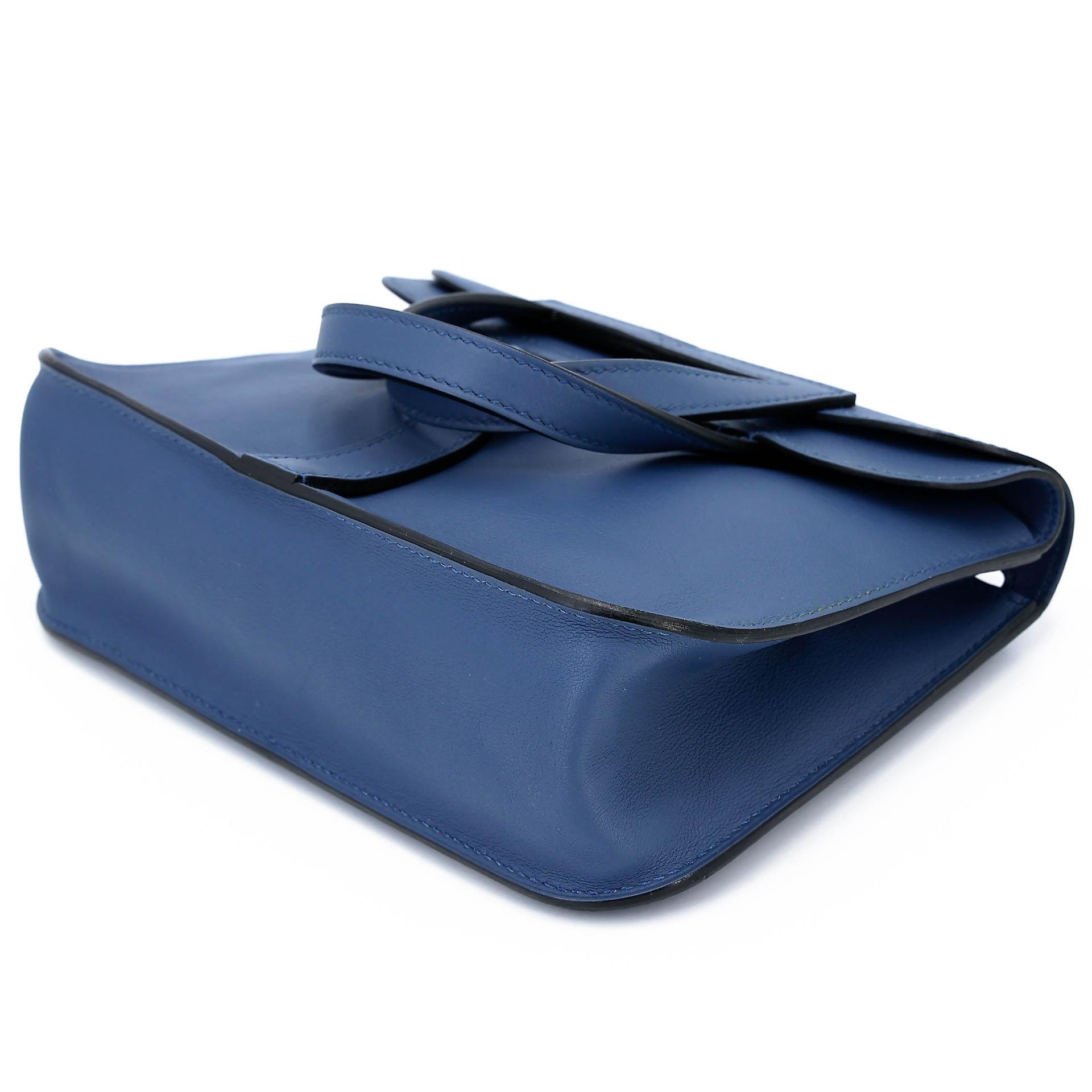 A美品 HERMÈS 爱马仕 Halzan Mini S4 深邃蓝 Deep Blue Swift牛皮 银扣 X刻 2016年 - 9