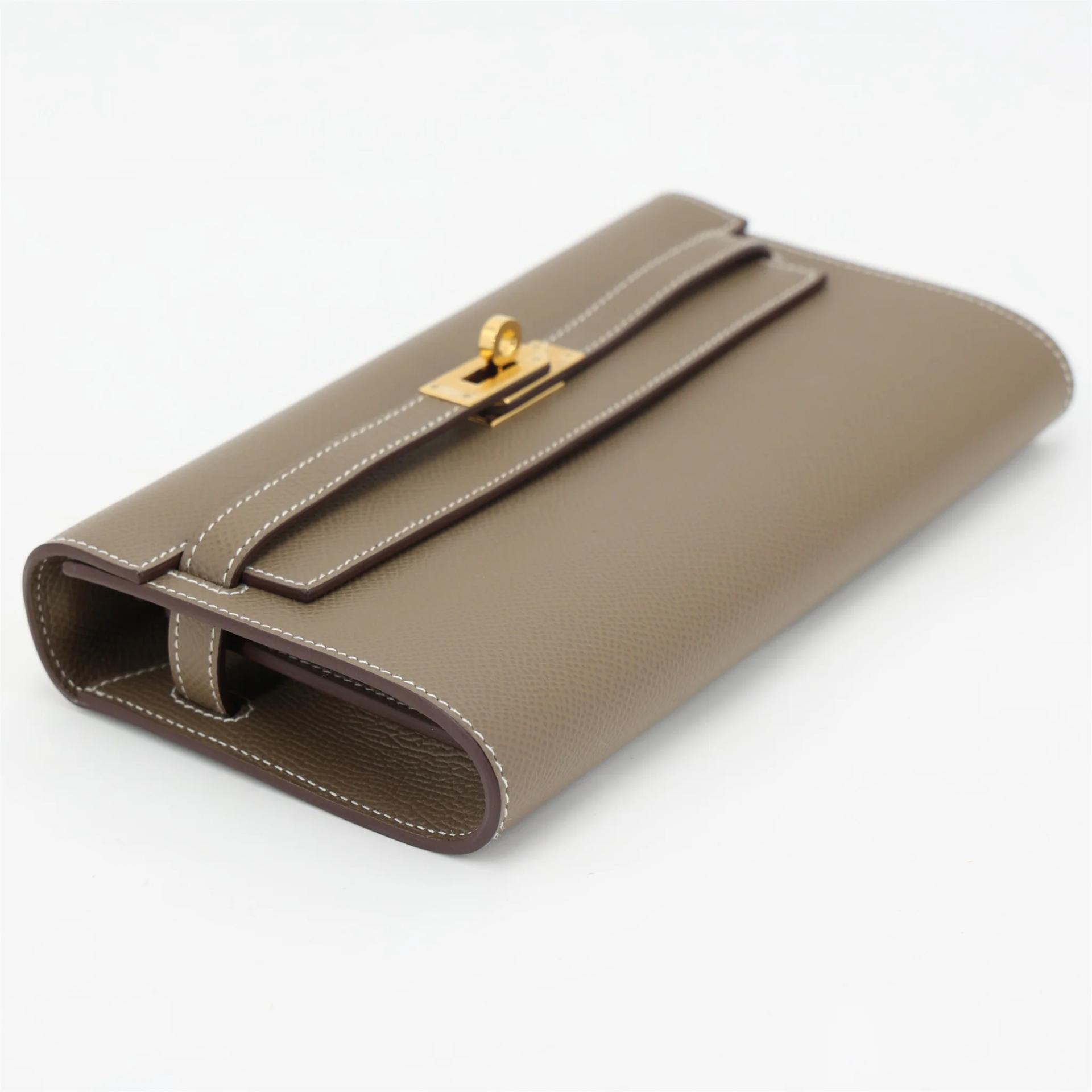 Excellent ( Rank SA ) HERMÈS Kelly To Go Wallet Etoupe (18) Epsom Gold hardware Z (2021) - 3