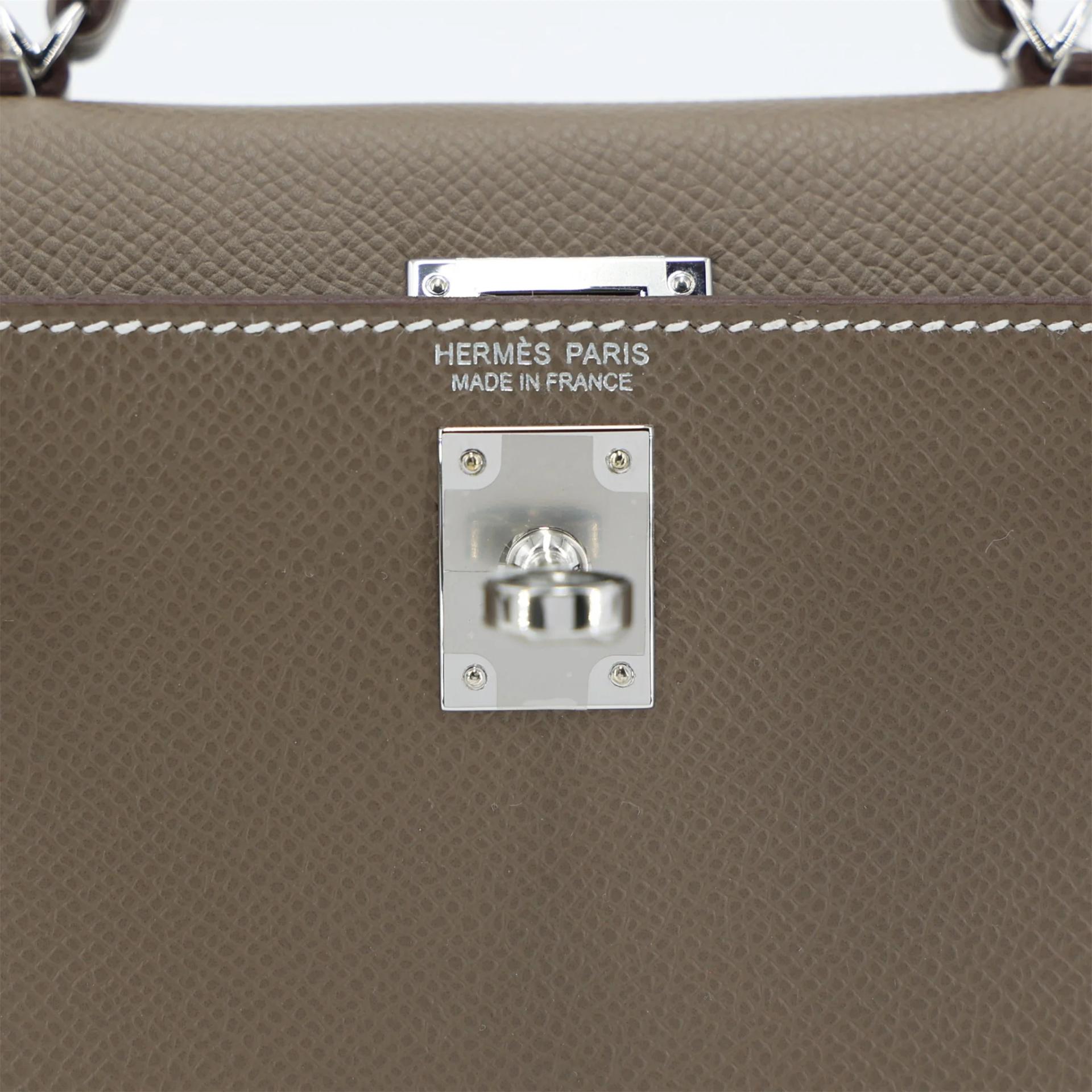 Brand New ( Rank N ) HERMÈS Mini Kelly II Etoupe (18) Epsom Palladium hardware W (2024) - 10