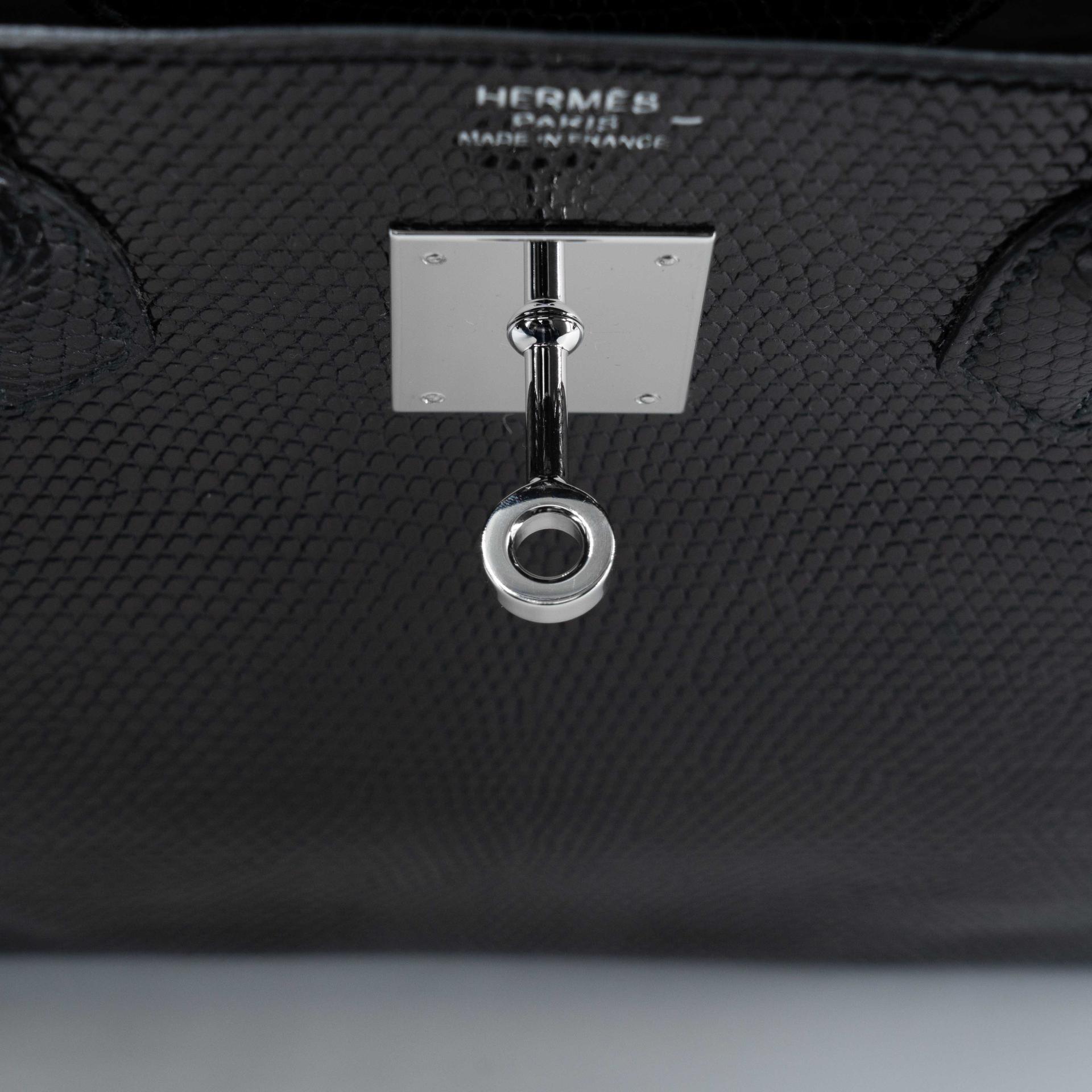 ランク NS 未使用品 HERMÈS エルメス バーキン30 ブラック (89) リザード シルバー金具 D刻印 (2019) - 11
