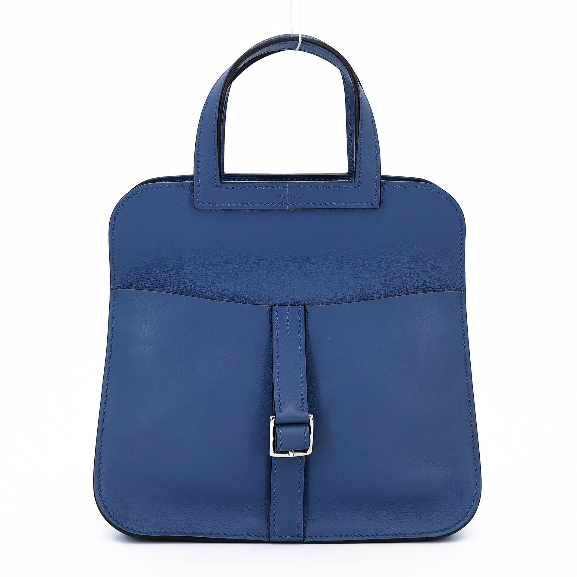 A美品 HERMÈS 爱马仕 Halzan Mini S4 深邃蓝 Deep Blue Swift牛皮 银扣 X刻 2016年 - 4