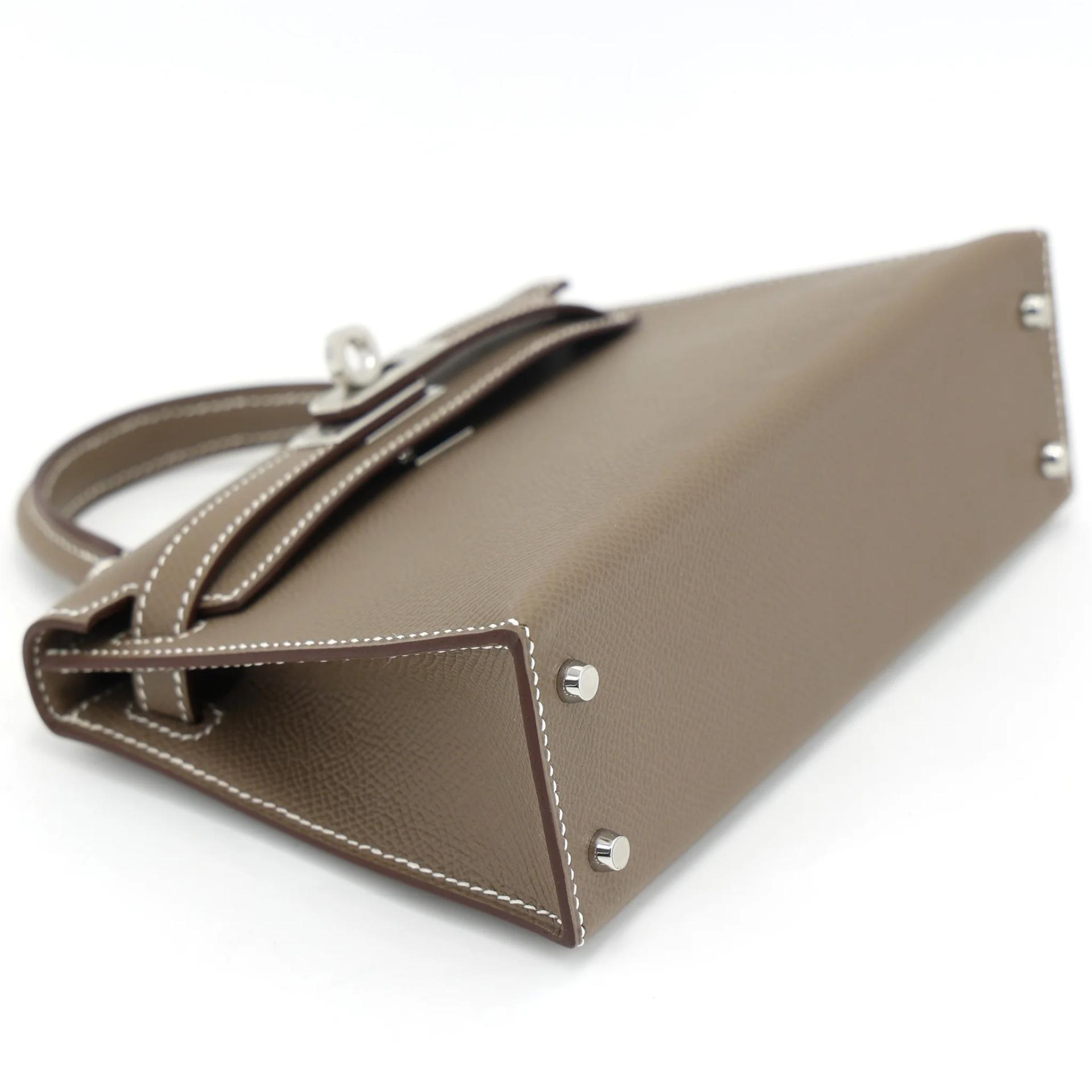 Brand New ( Rank N ) HERMÈS Mini Kelly II Etoupe (18) Epsom Palladium hardware W (2024) - 4