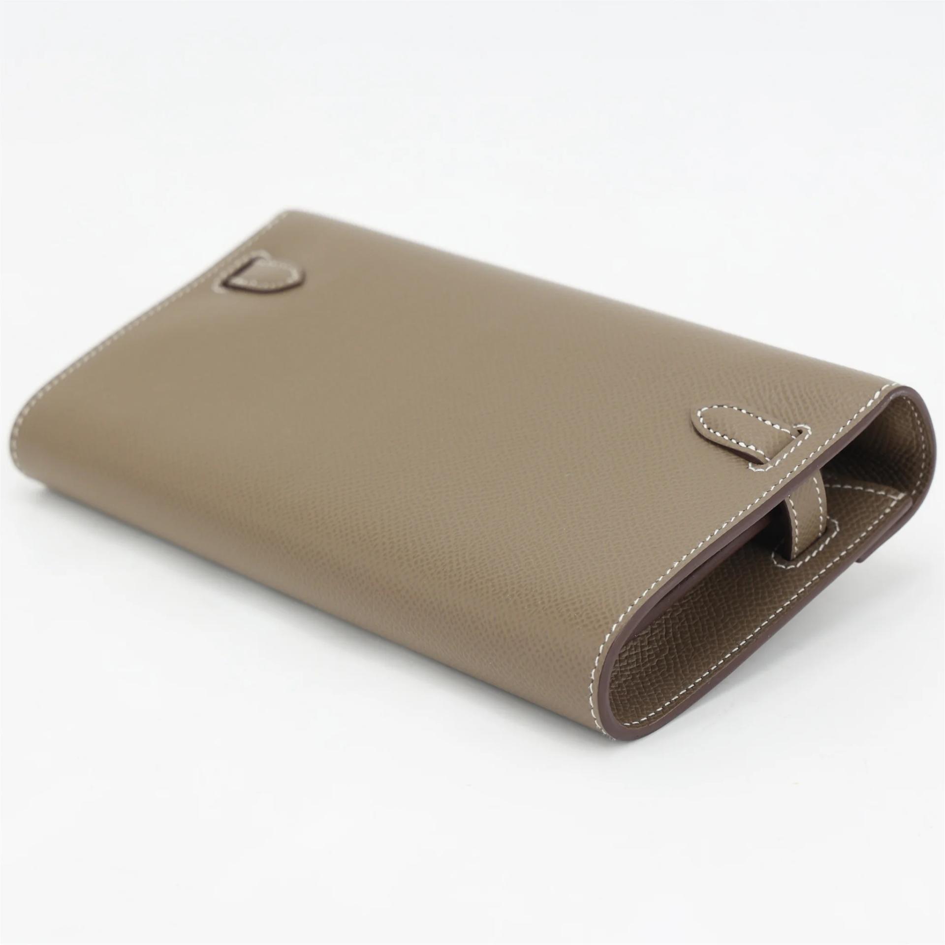 Excellent ( Rank SA ) HERMÈS Kelly To Go Wallet Etoupe (18) Epsom Gold hardware Z (2021) - 6