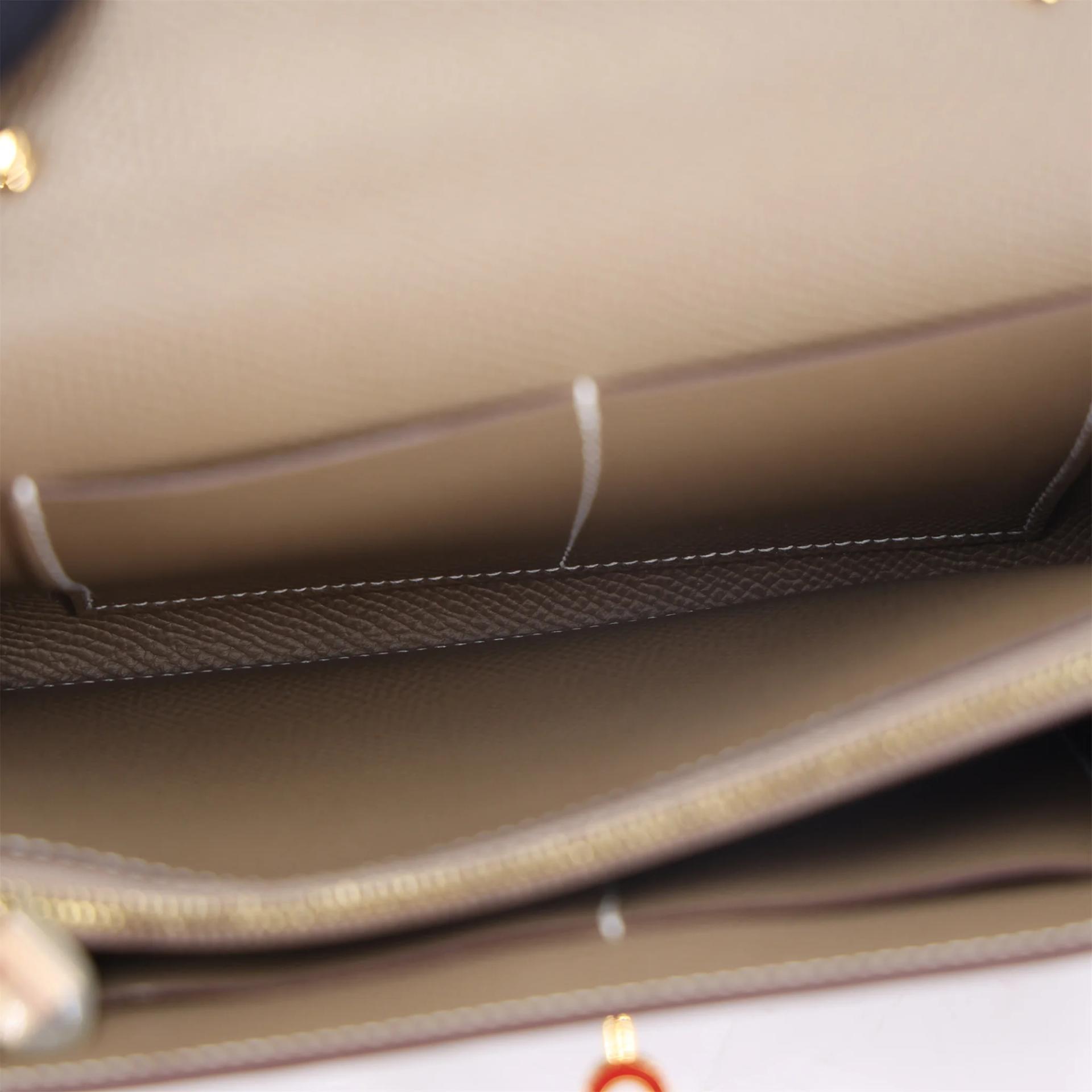 Excellent ( Rank SA ) HERMÈS Kelly To Go Wallet Etoupe (18) Epsom Gold hardware Z (2021) - 9