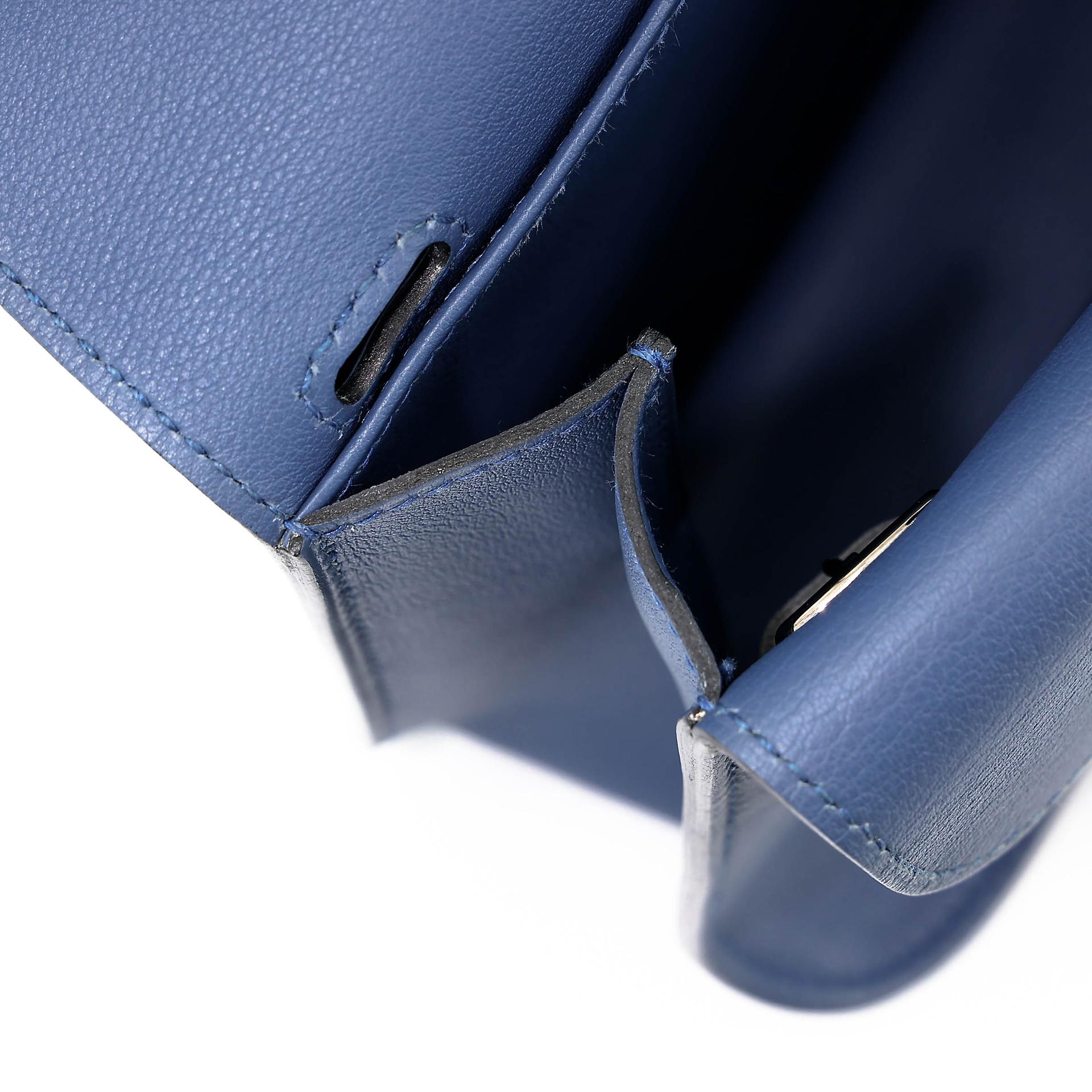 A美品 HERMÈS 爱马仕 Halzan Mini S4 深邃蓝 Deep Blue Swift牛皮 银扣 X刻 2016年 - 24