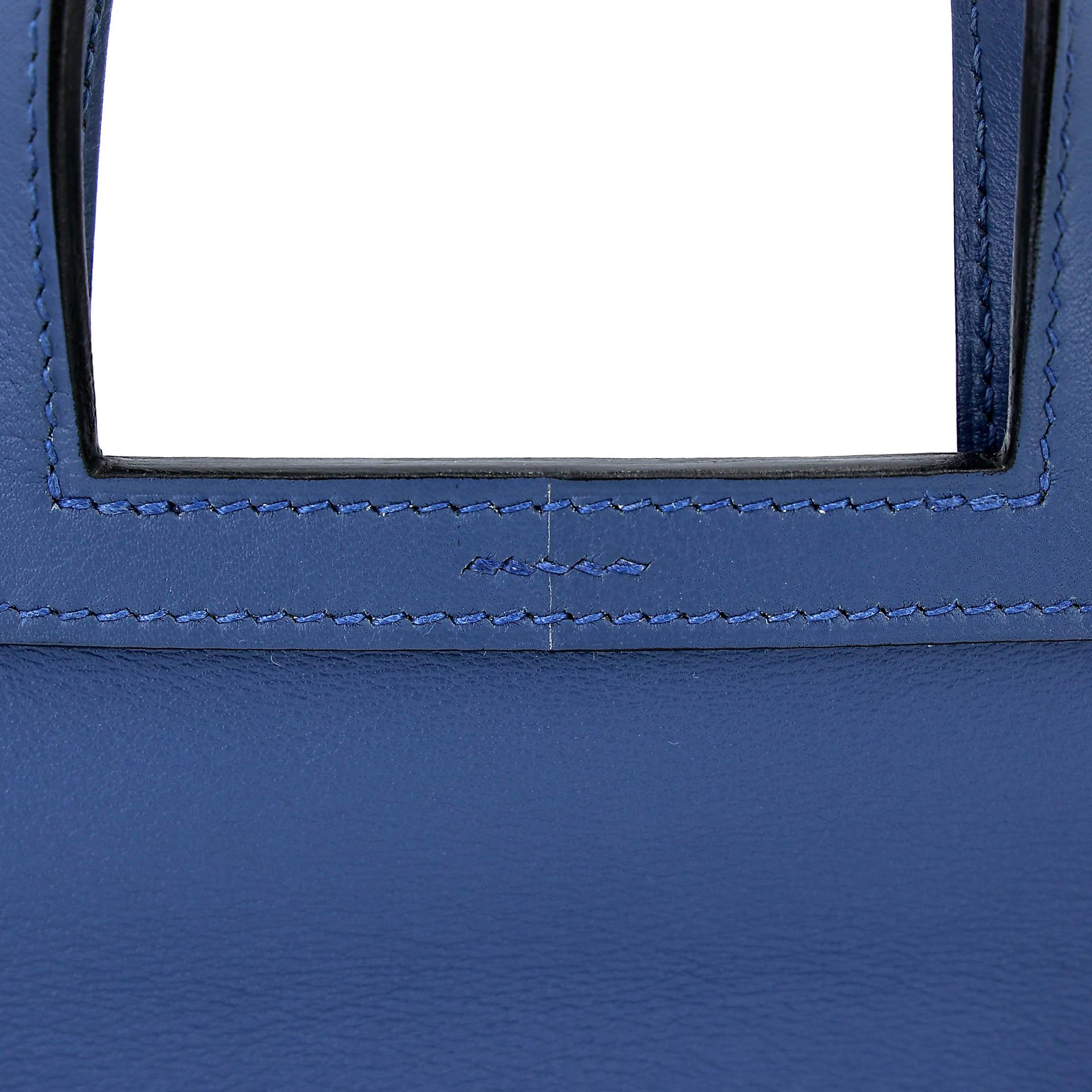 A美品 HERMÈS 爱马仕 Halzan Mini S4 深邃蓝 Deep Blue Swift牛皮 银扣 X刻 2016年 - 8