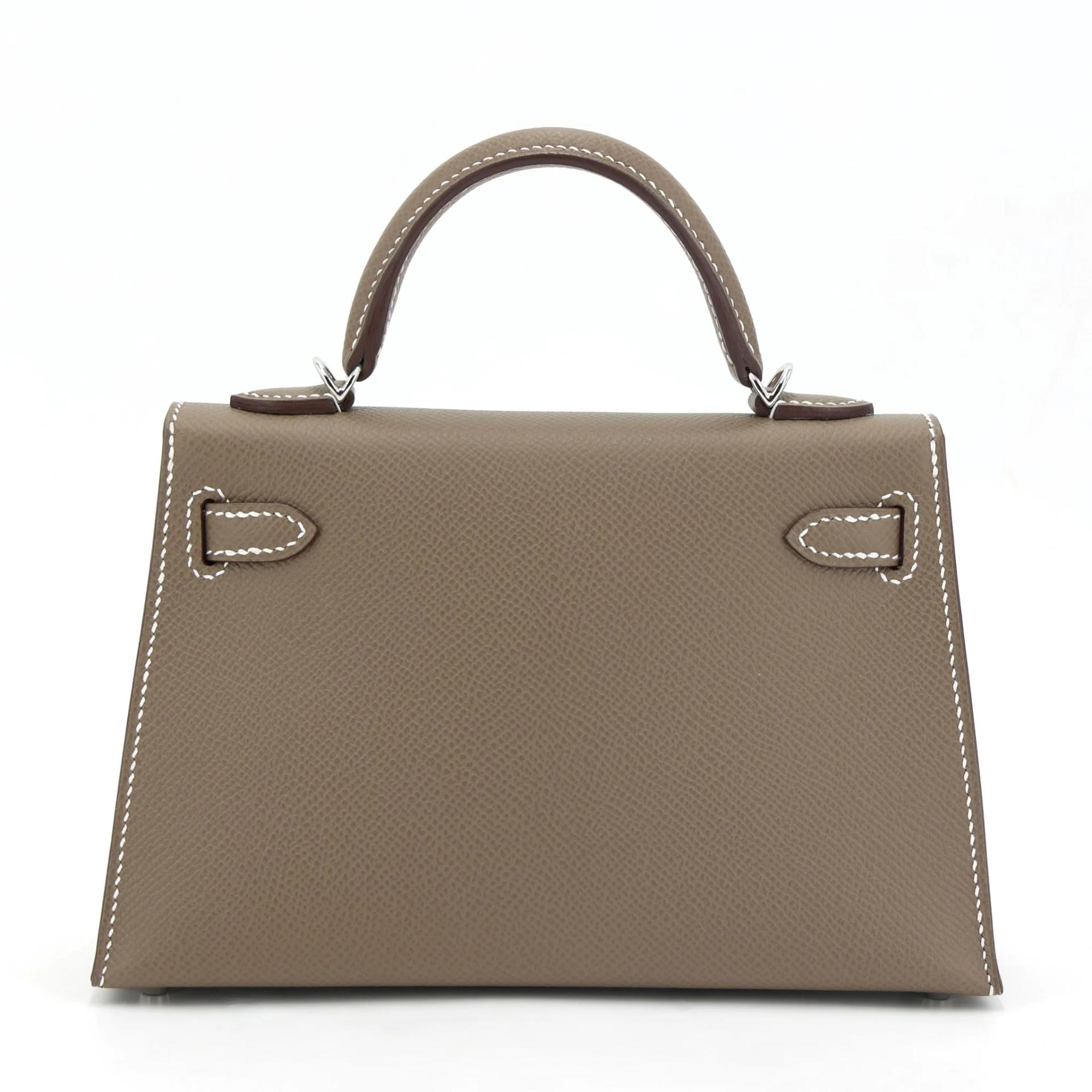 Brand New ( Rank N ) HERMÈS Mini Kelly II Etoupe (18) Epsom Palladium hardware W (2024) - 2