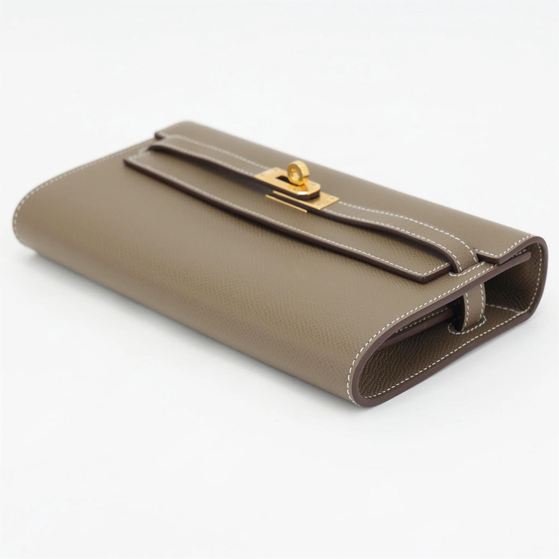 Excellent ( Rank SA ) HERMÈS Kelly To Go Wallet Etoupe (18) Epsom Gold hardware Z (2021) - 4