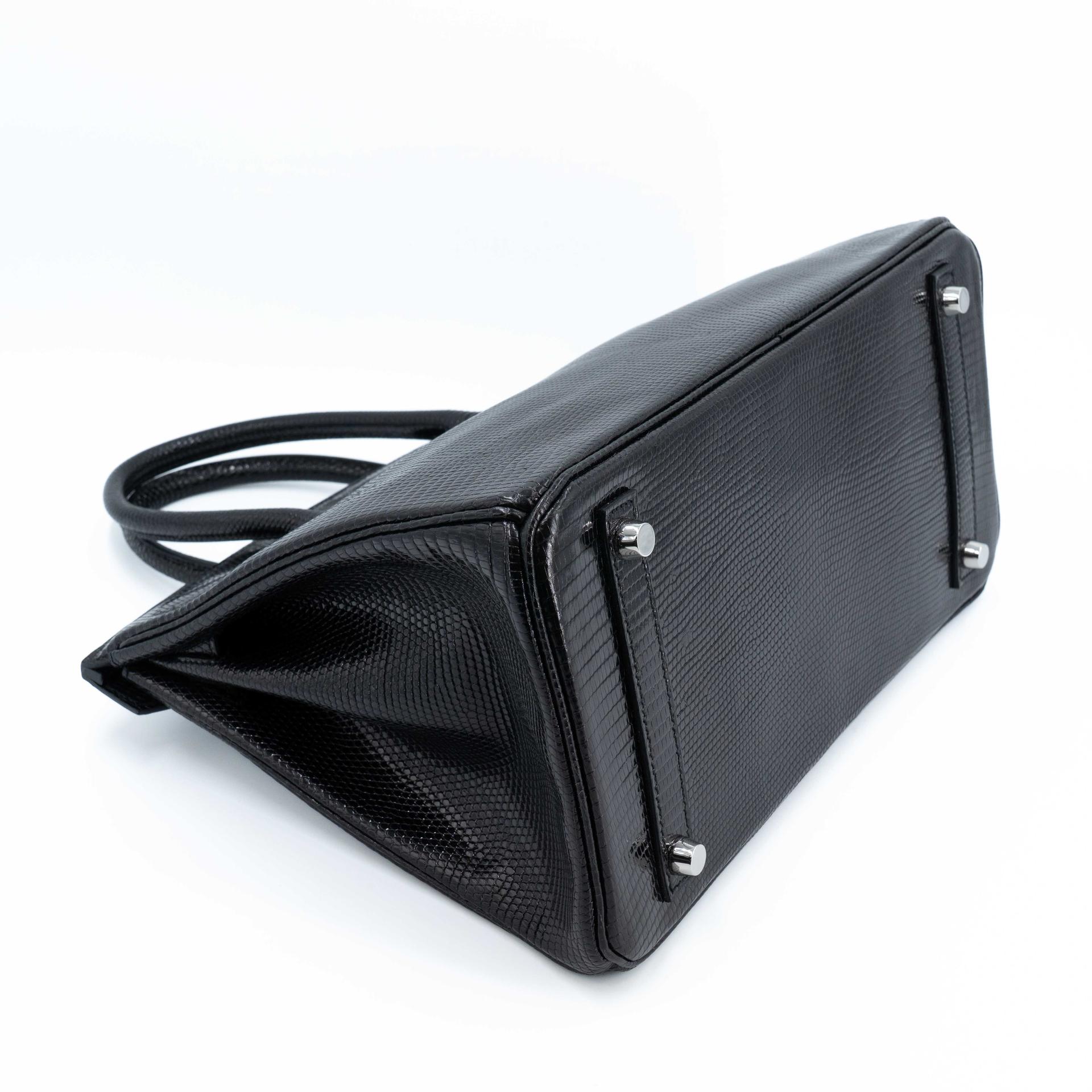 ランク NS 未使用品 HERMÈS エルメス バーキン30 ブラック (89) リザード シルバー金具 D刻印 (2019) - 8