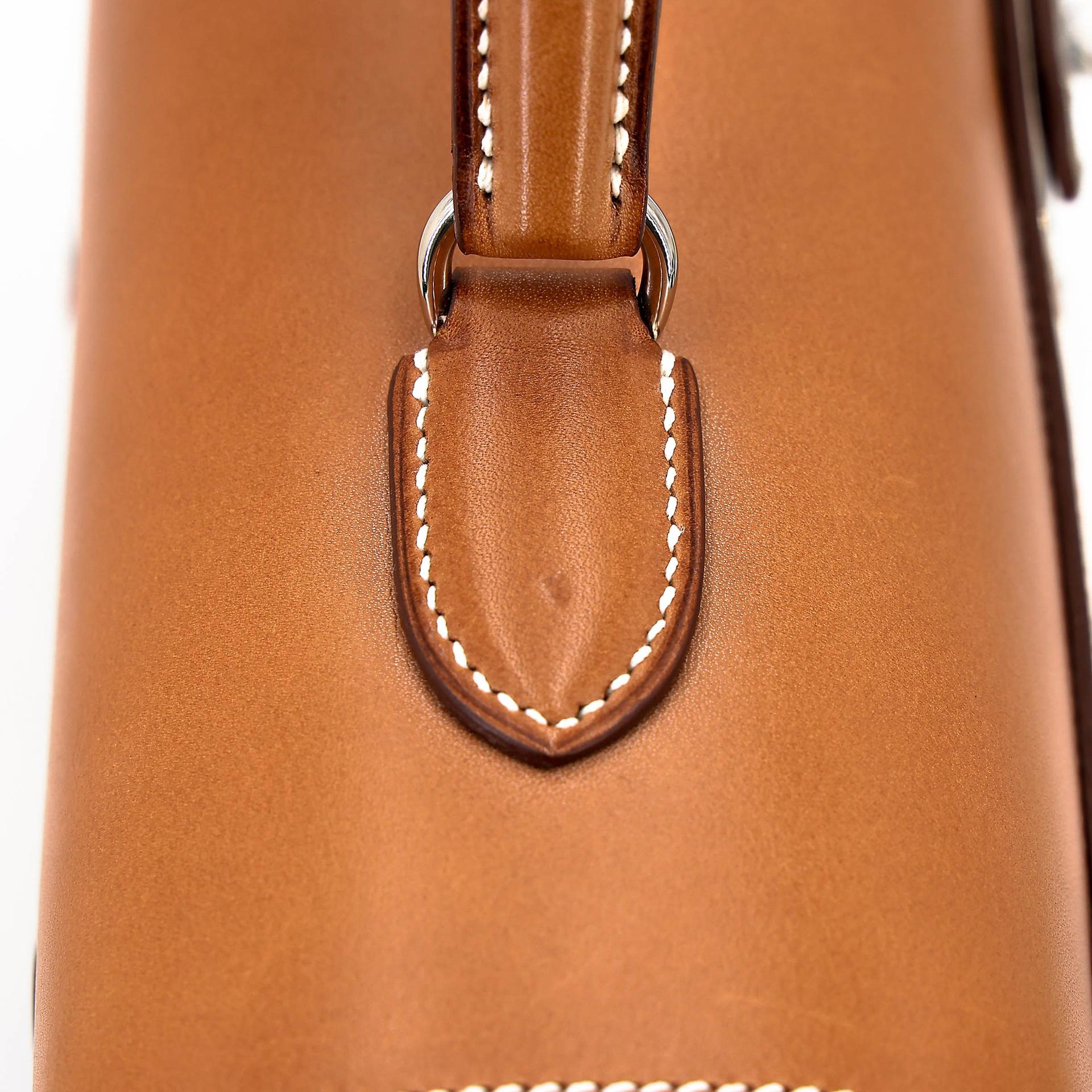 Very Good ( Rank A) HERMÈS Kelly 35 Picnic Fauve (34) Barenia Osier Wicker Palladium hardware Square O (2011) - 7