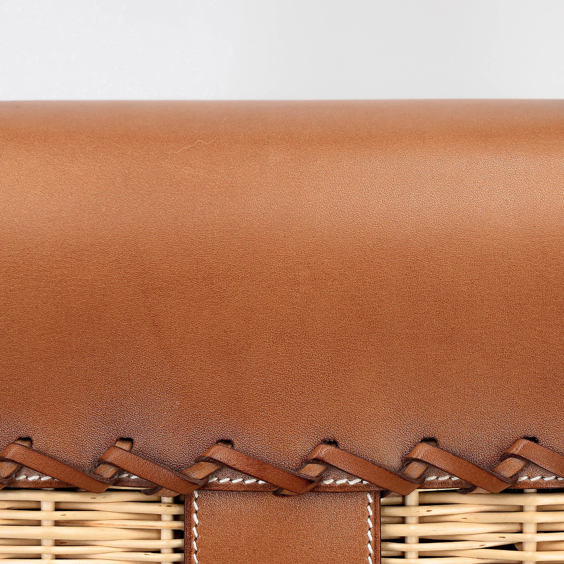 Very Good ( Rank A) HERMÈS Kelly 35 Picnic Fauve (34) Barenia Osier Wicker Palladium hardware Square O (2011) - 19