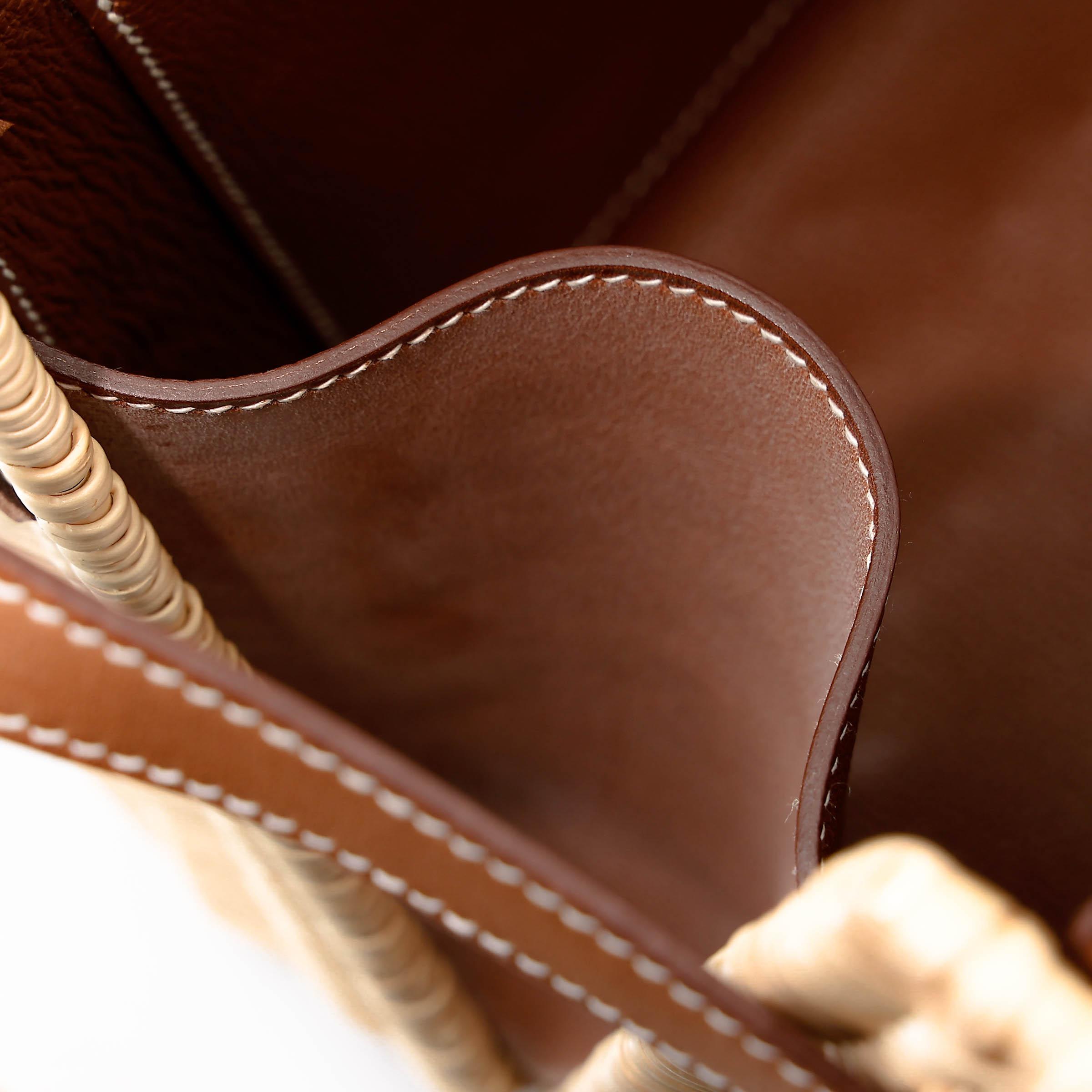 Very Good ( Rank A) HERMÈS Kelly 35 Picnic Fauve (34) Barenia Osier Wicker Palladium hardware Square O (2011) - 39