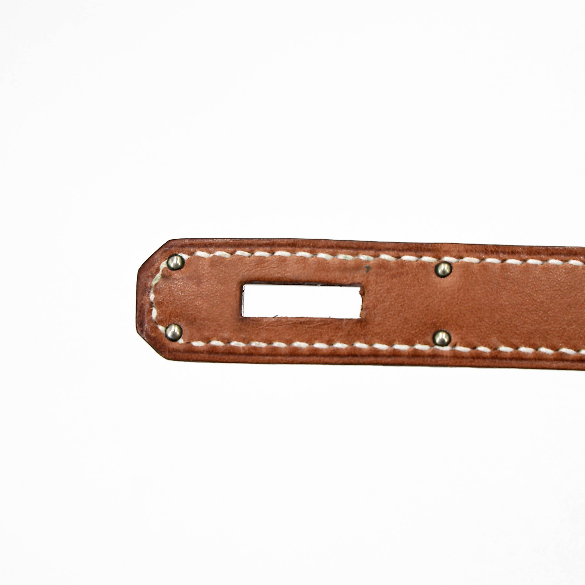 Very Good ( Rank A) HERMÈS Kelly 35 Picnic Fauve (34) Barenia Osier Wicker Palladium hardware Square O (2011) - 26
