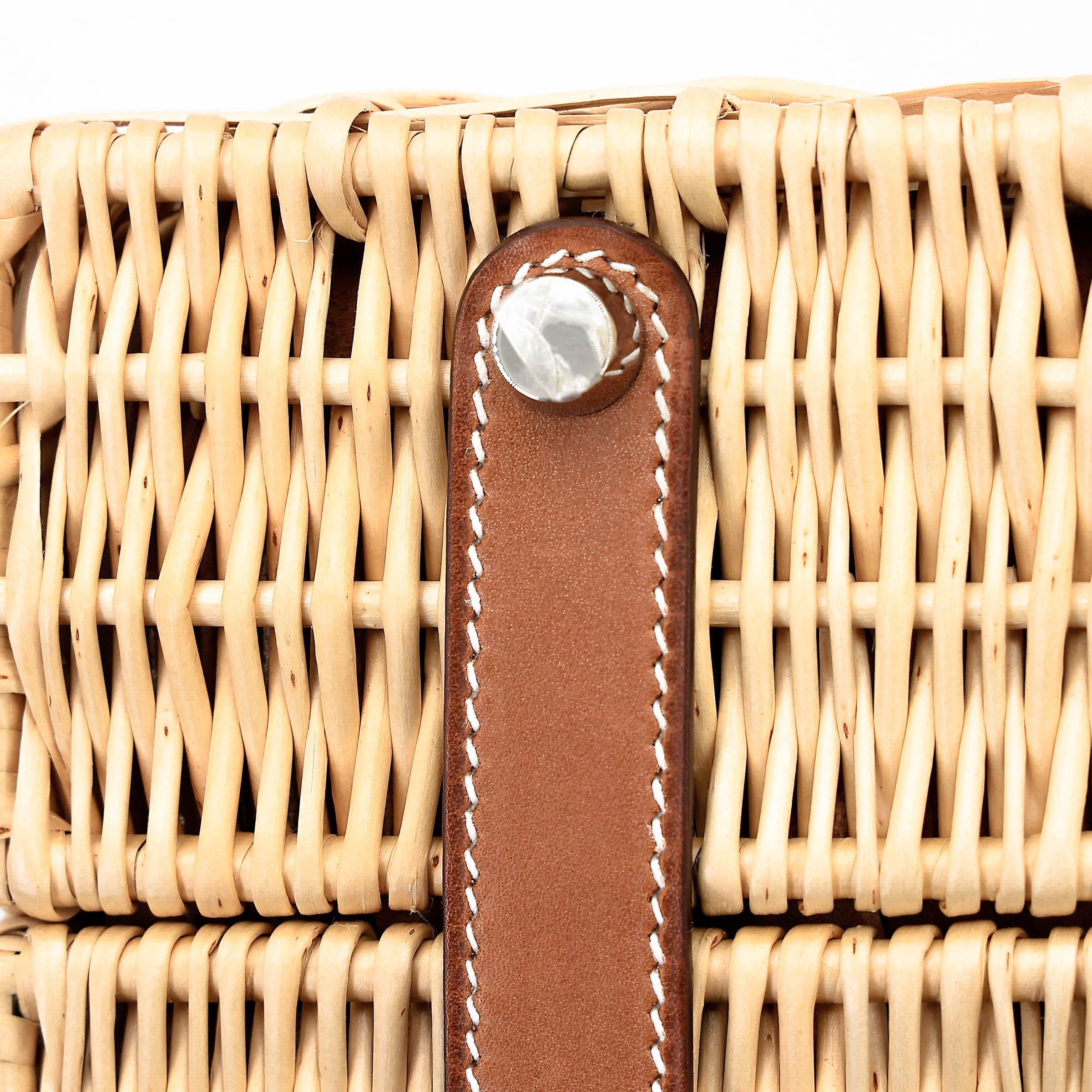 Very Good ( Rank A) HERMÈS Kelly 35 Picnic Fauve (34) Barenia Osier Wicker Palladium hardware Square O (2011) - 14