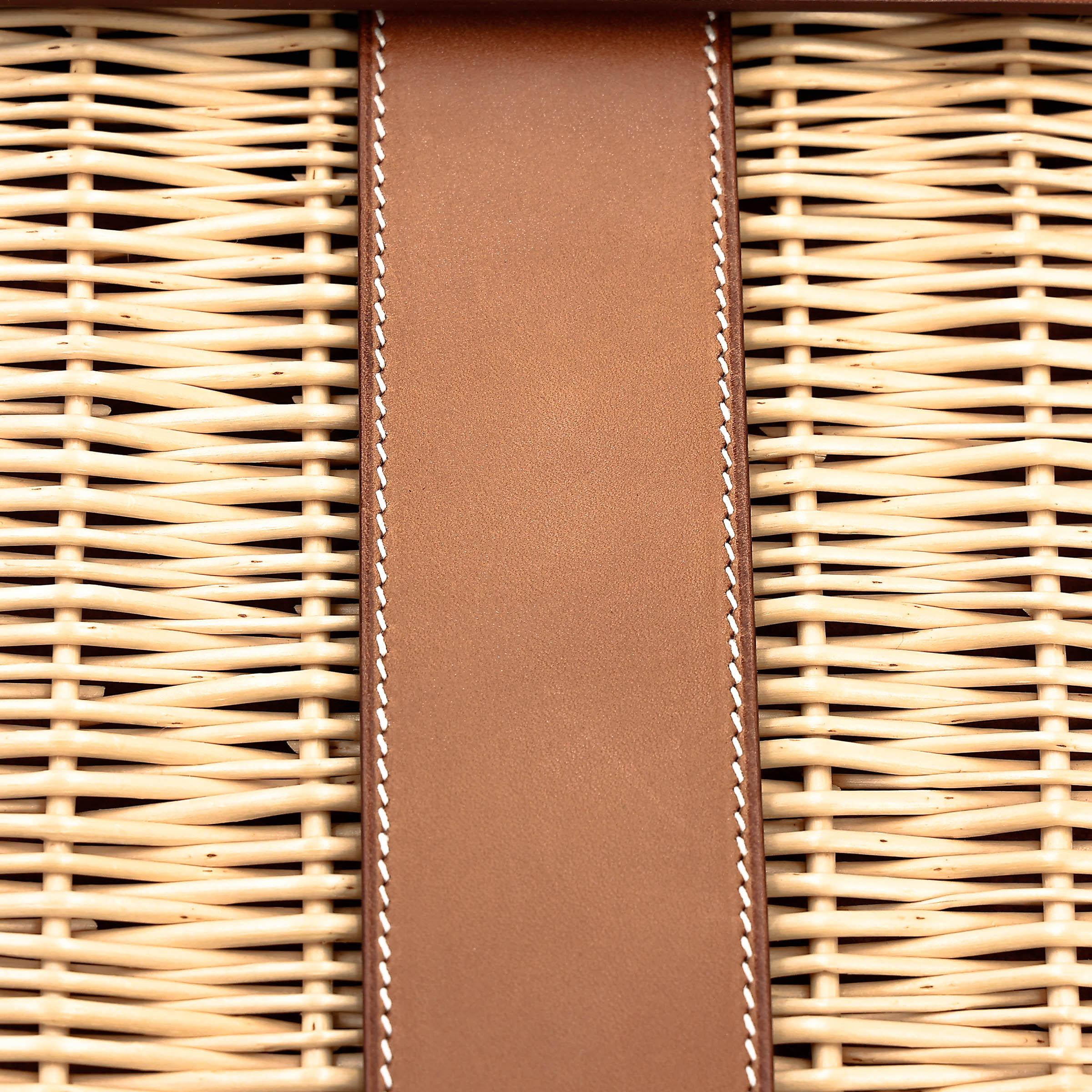 Very Good ( Rank A) HERMÈS Kelly 35 Picnic Fauve (34) Barenia Osier Wicker Palladium hardware Square O (2011) - 17