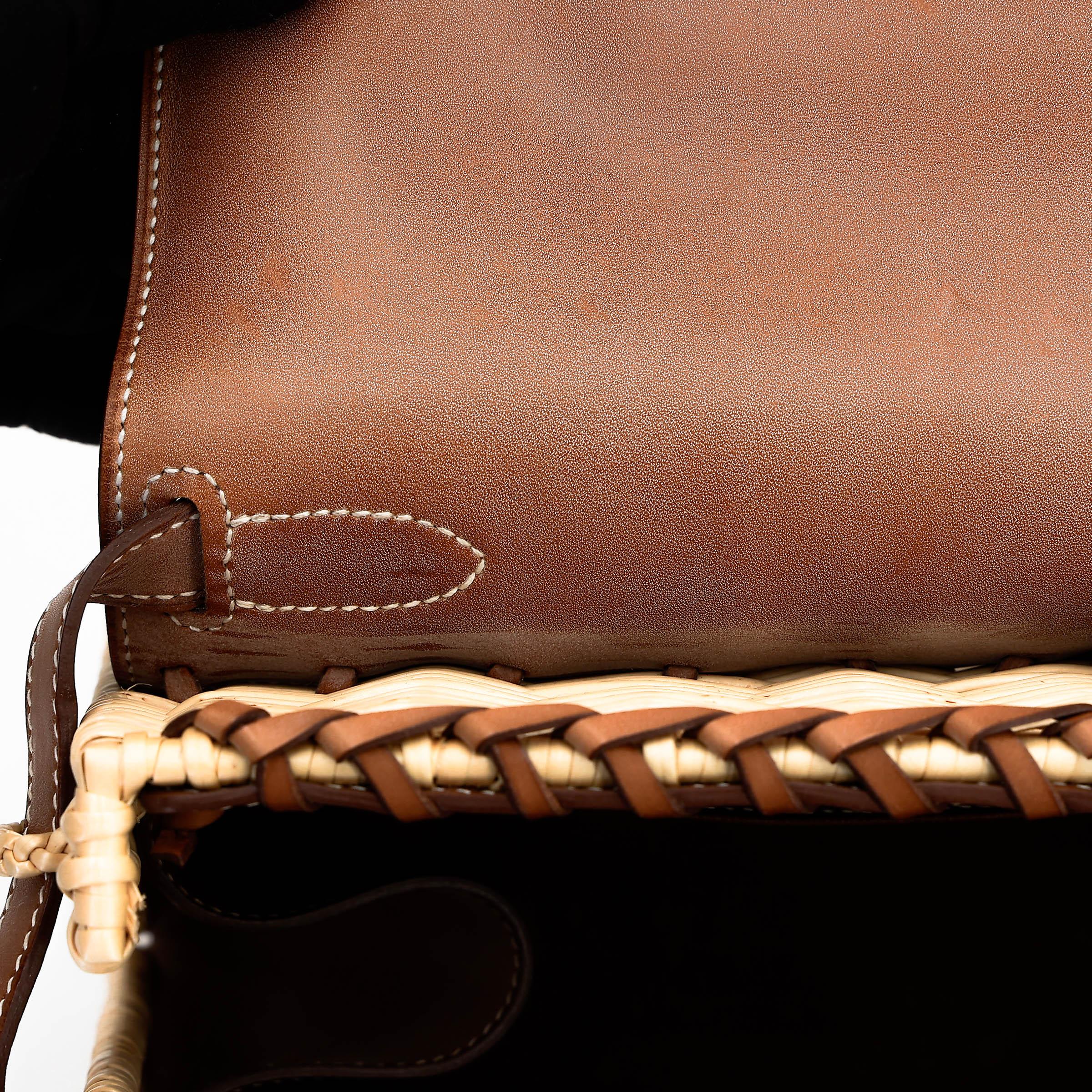 Very Good ( Rank A) HERMÈS Kelly 35 Picnic Fauve (34) Barenia Osier Wicker Palladium hardware Square O (2011) - 33