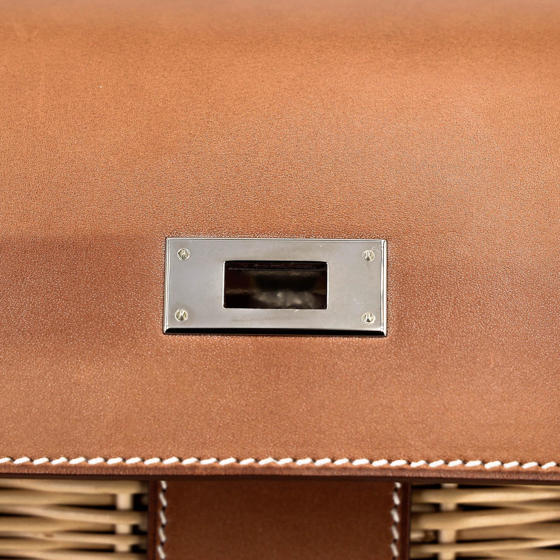 Very Good ( Rank A) HERMÈS Kelly 35 Picnic Fauve (34) Barenia Osier Wicker Palladium hardware Square O (2011) - 27