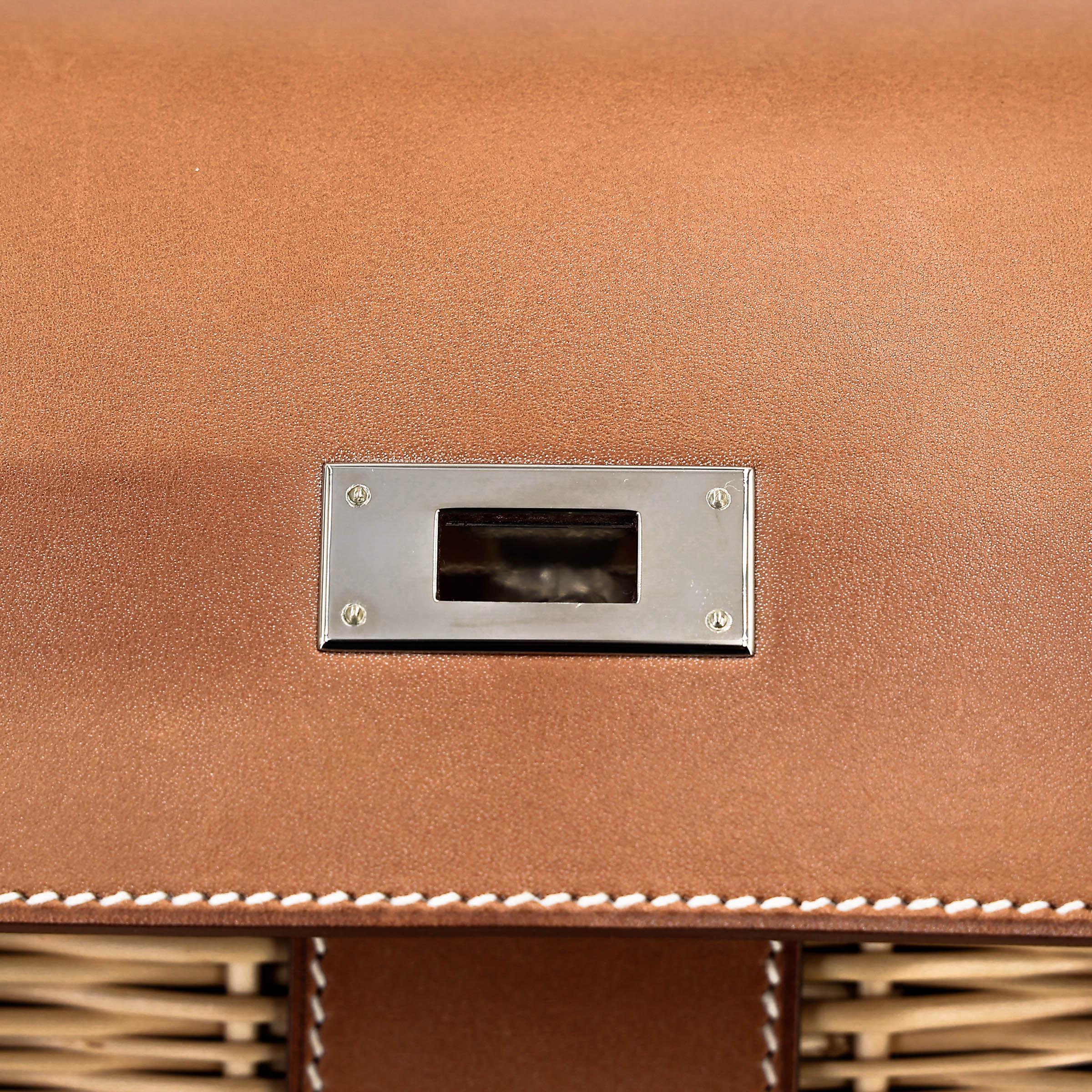 Very Good ( Rank A) HERMÈS Kelly 35 Picnic Fauve (34) Barenia Osier Wicker Palladium hardware Square O (2011) - 27