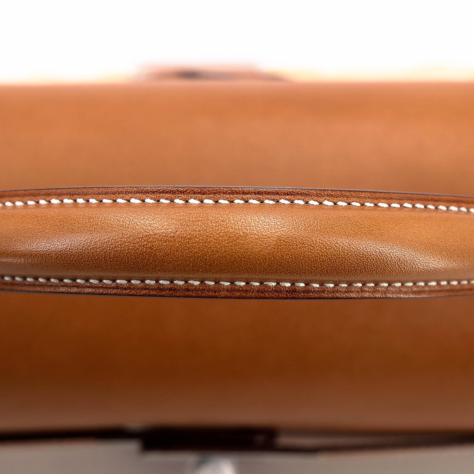 Very Good ( Rank A) HERMÈS Kelly 35 Picnic Fauve (34) Barenia Osier Wicker Palladium hardware Square O (2011) - 4