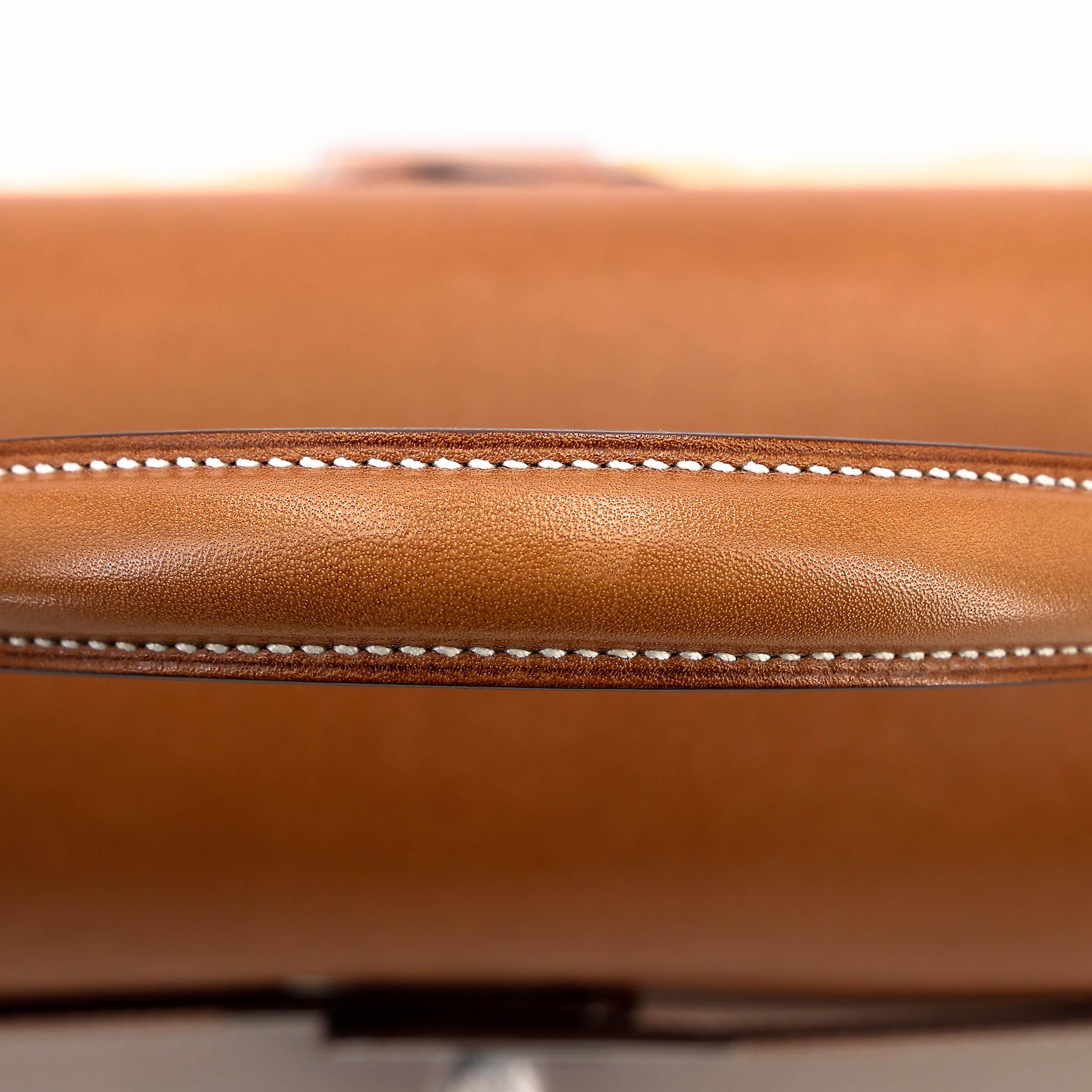 Very Good ( Rank A) HERMÈS Kelly 35 Picnic Fauve (34) Barenia Osier Wicker Palladium hardware Square O (2011) - 4