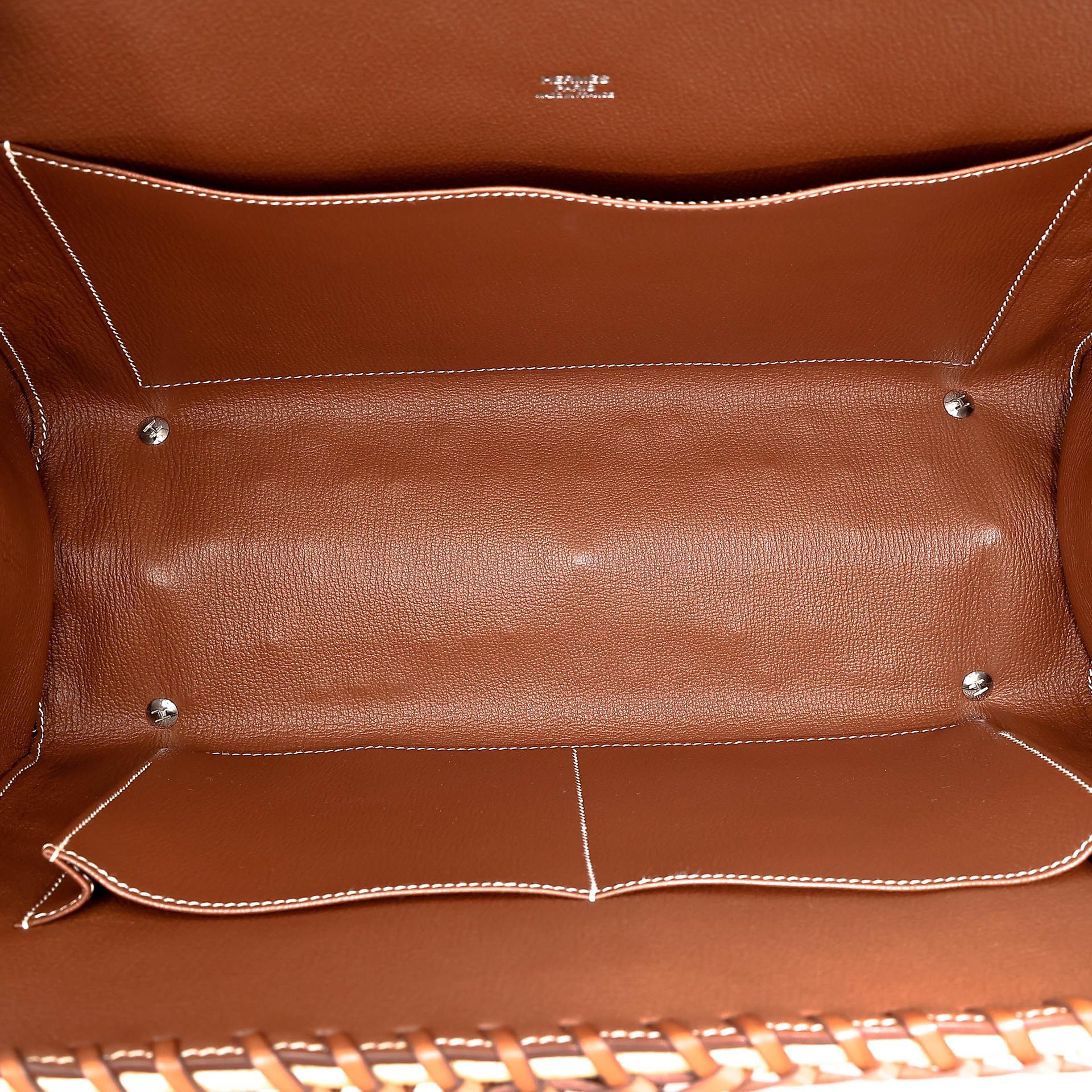 Very Good ( Rank A) HERMÈS Kelly 35 Picnic Fauve (34) Barenia Osier Wicker Palladium hardware Square O (2011) - 41