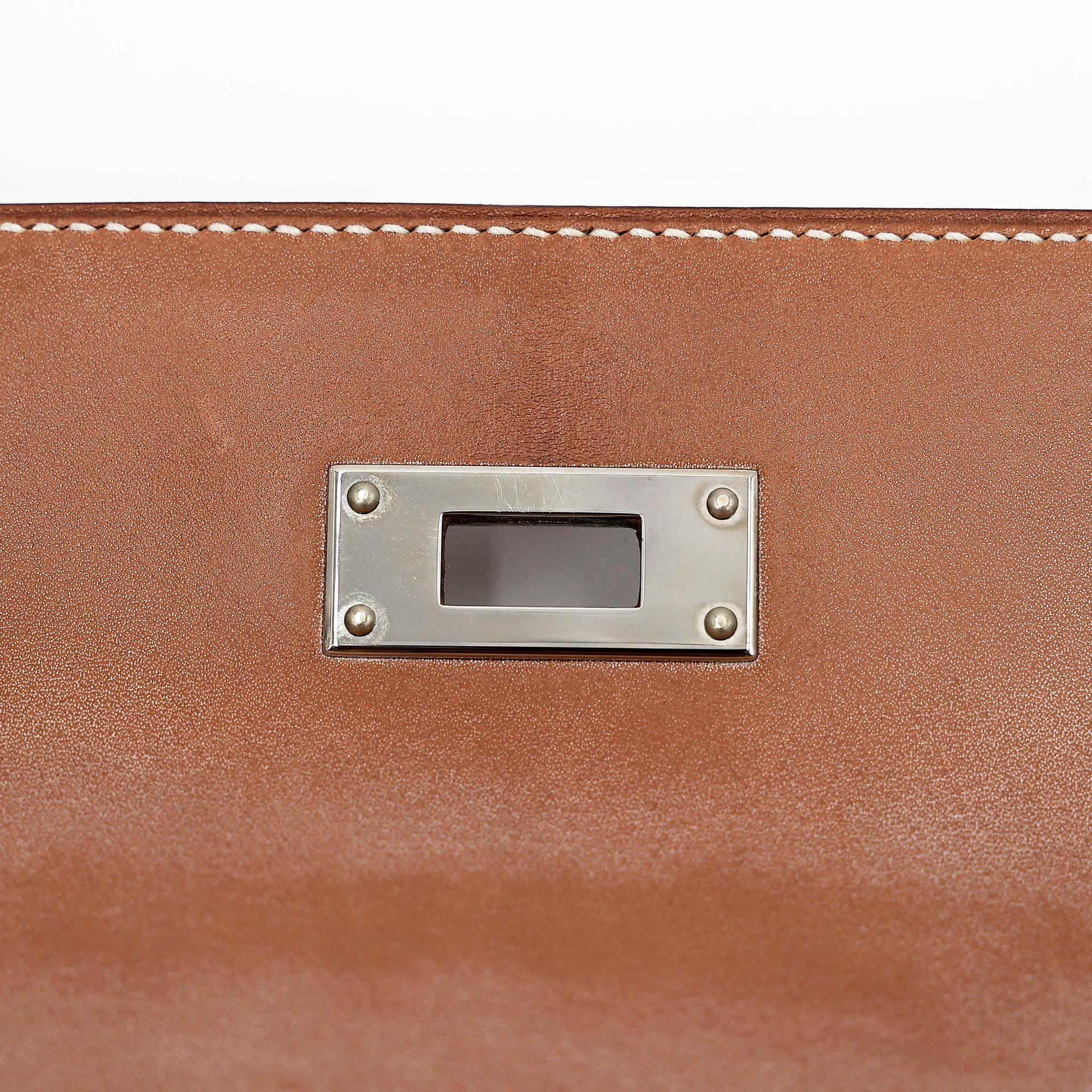 Very Good ( Rank A) HERMÈS Kelly 35 Picnic Fauve (34) Barenia Osier Wicker Palladium hardware Square O (2011) - 29