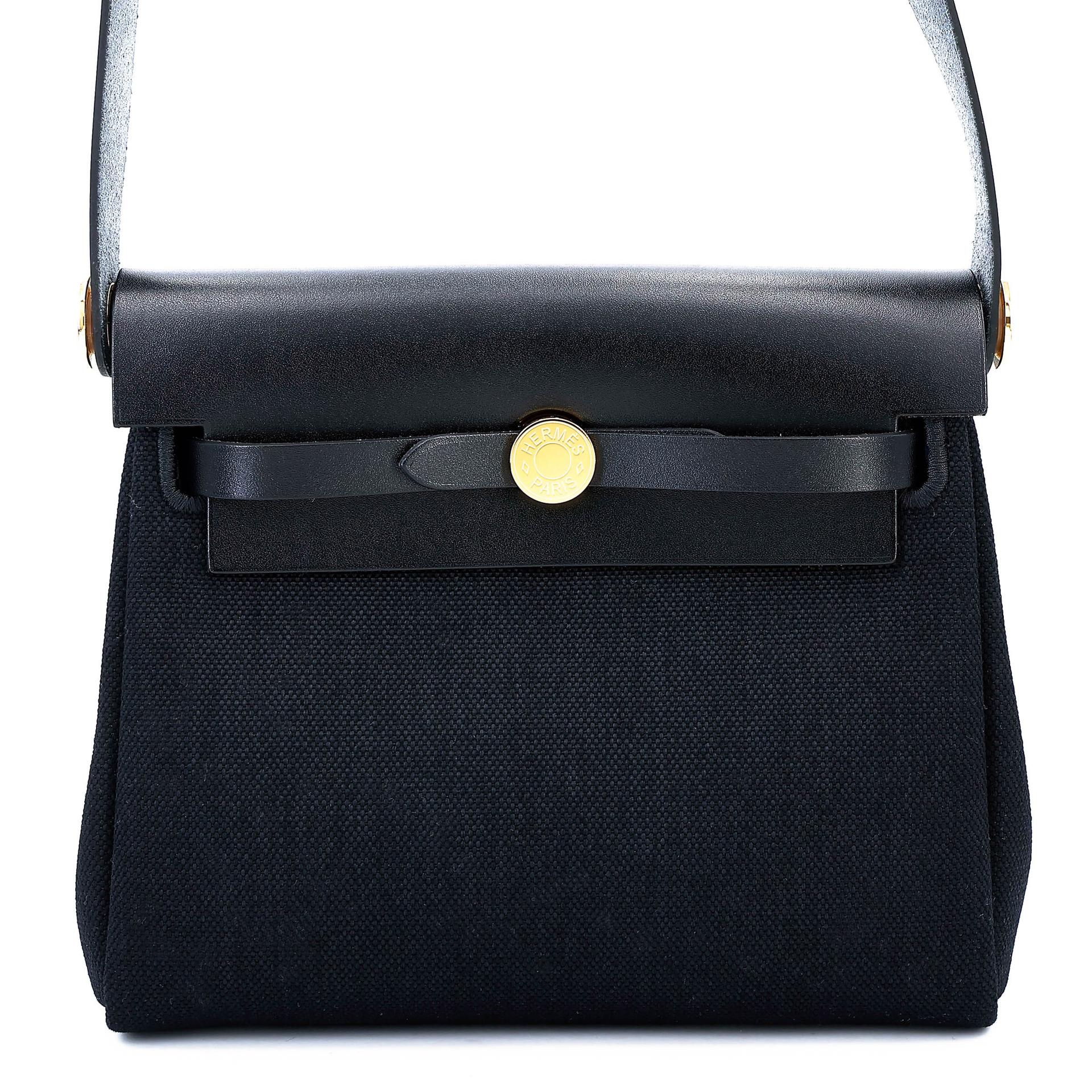 ランク N 新品 HERMÈS エルメス エールバッグジップ ミニ 20 ブラック (89) ヴァッシュハンター トワルアッシュ ゴールド金具 K刻印 (2025) - 1