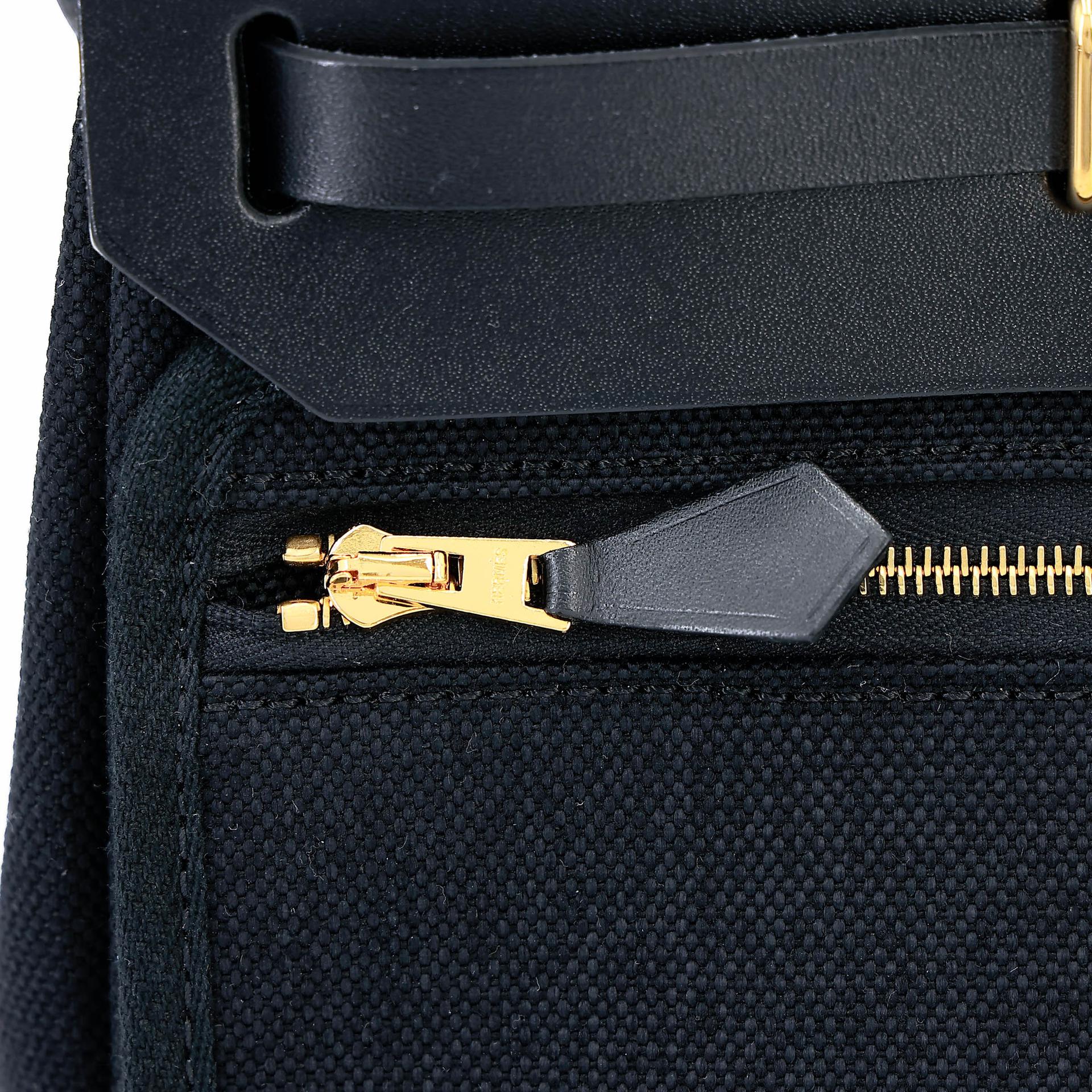 ランク N 新品 HERMÈS エルメス エールバッグジップ ミニ 20 ブラック (89) ヴァッシュハンター トワルアッシュ ゴールド金具 K刻印 (2025) - 9