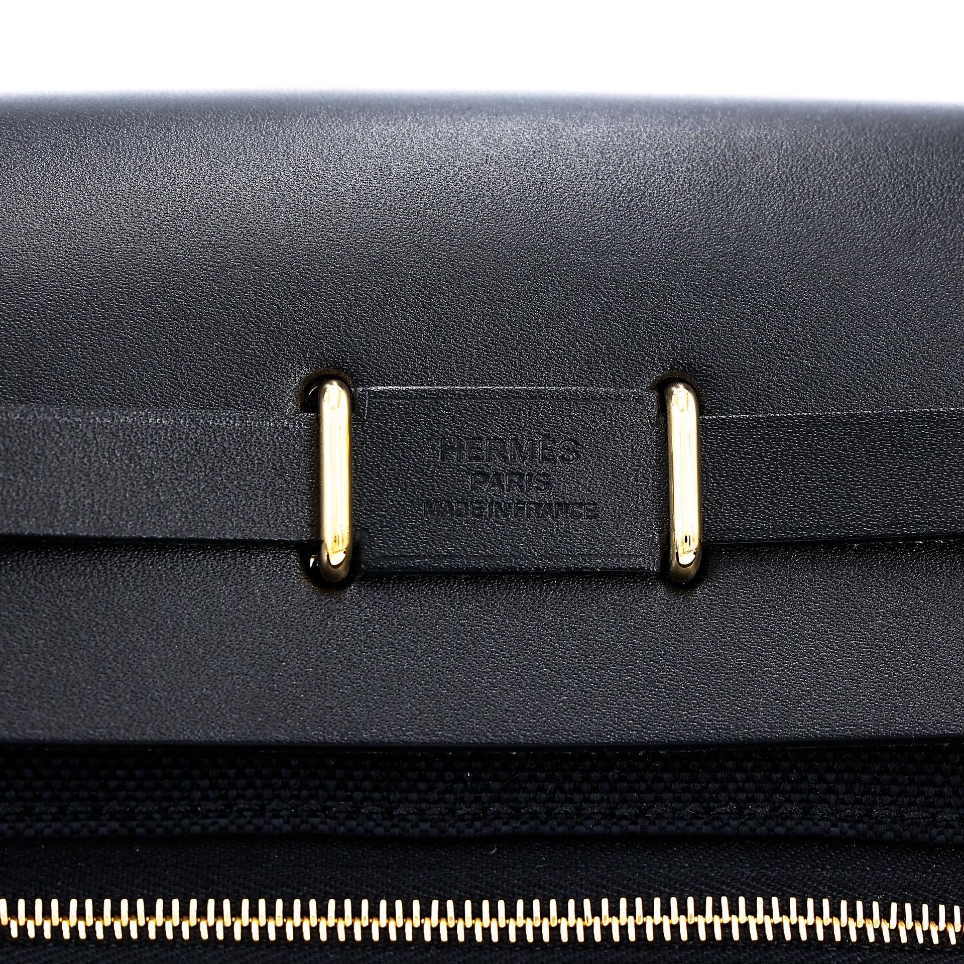 ランク N 新品 HERMÈS エルメス エールバッグジップ ミニ 20 ブラック (89) ヴァッシュハンター トワルアッシュ ゴールド金具 K刻印 (2025) - 8