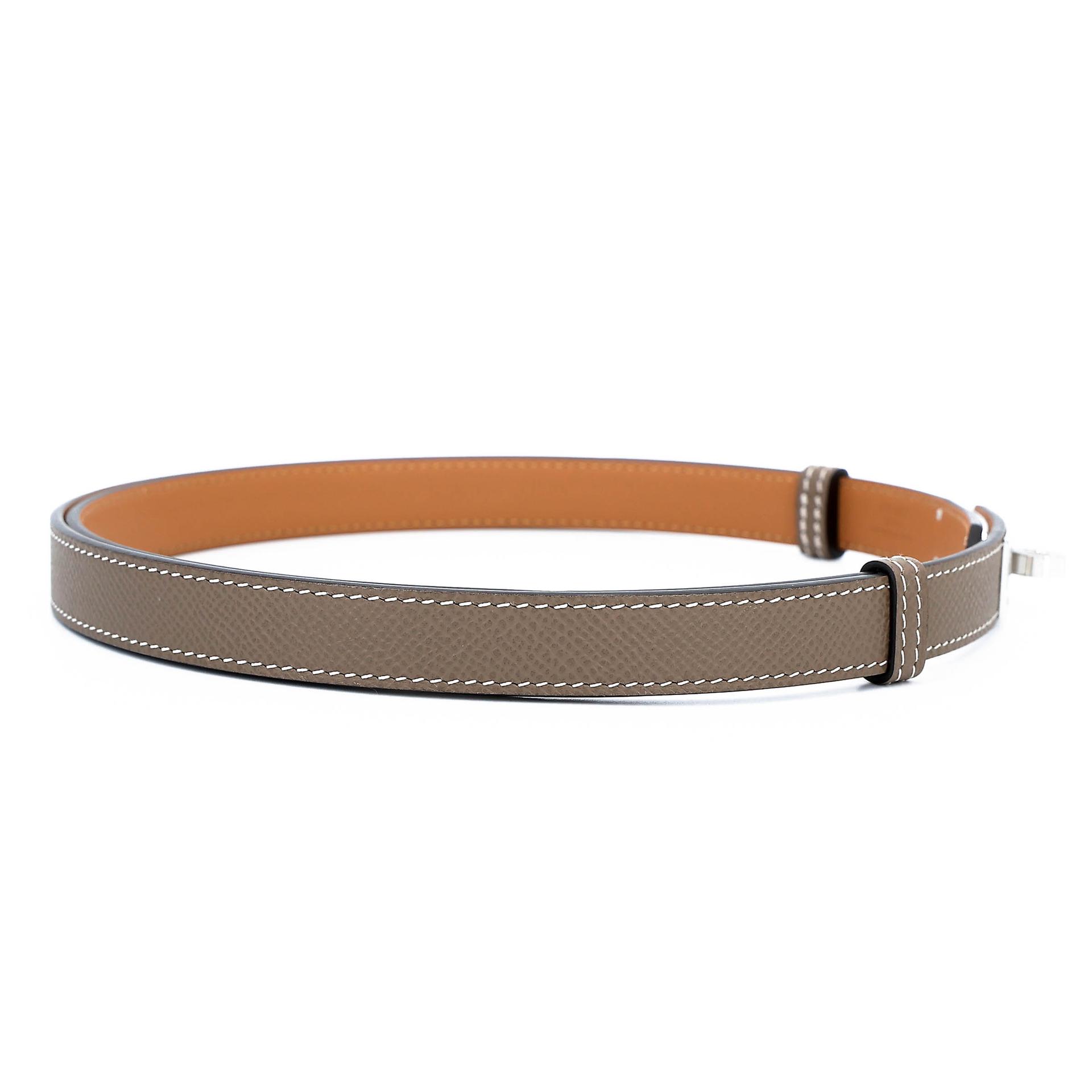 全新 HERMÈS 爱马仕 Kelly 腰带 18 大象灰 Etoupe Epsom 皮 银扣 K刻 2025年 - 5