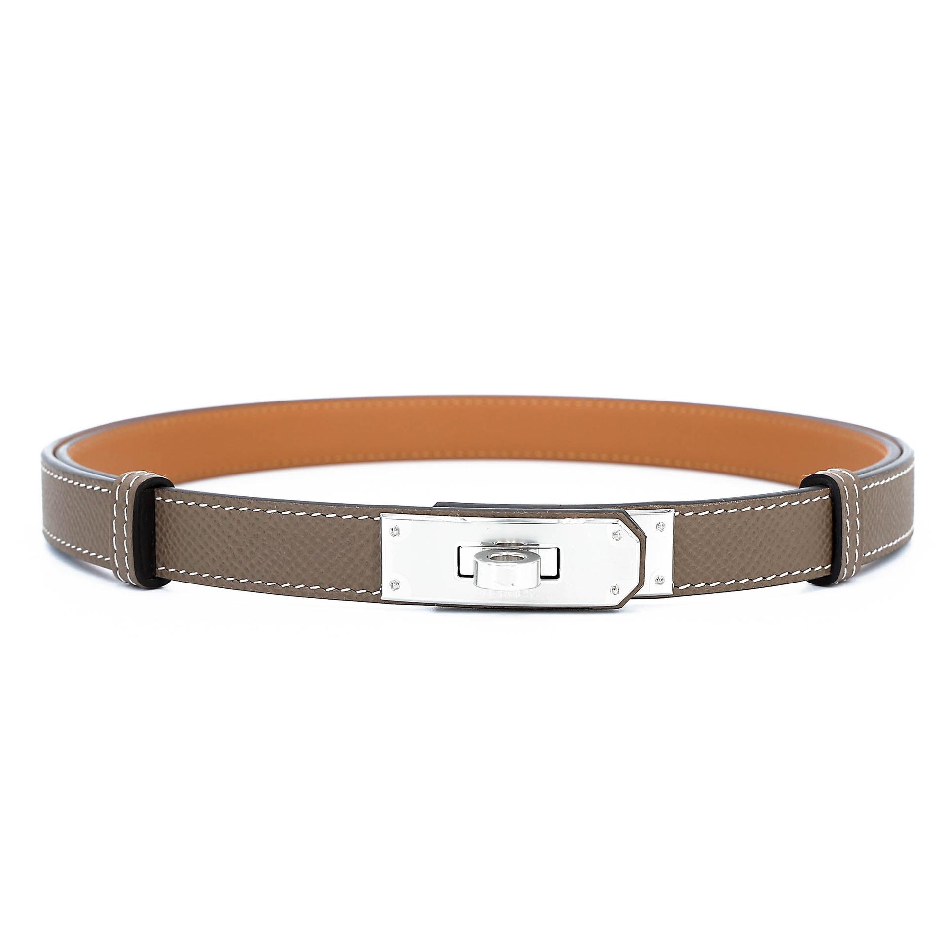 全新 HERMÈS 爱马仕 Kelly 腰带 18 大象灰 Etoupe Epsom 皮 银扣 K刻 2025年 - 1