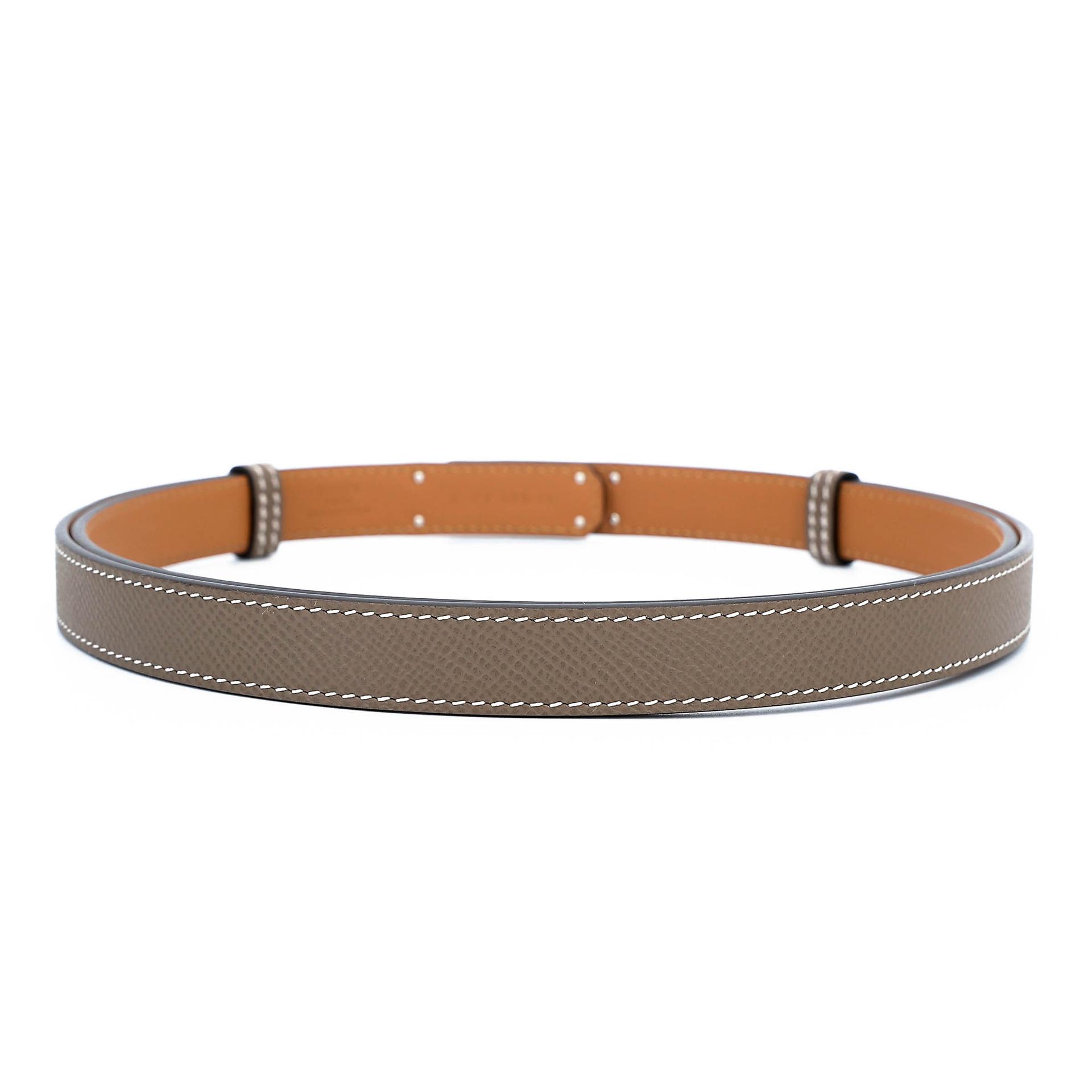 全新 HERMÈS 爱马仕 Kelly 腰带 18 大象灰 Etoupe Epsom 皮 银扣 K刻 2025年 - 4