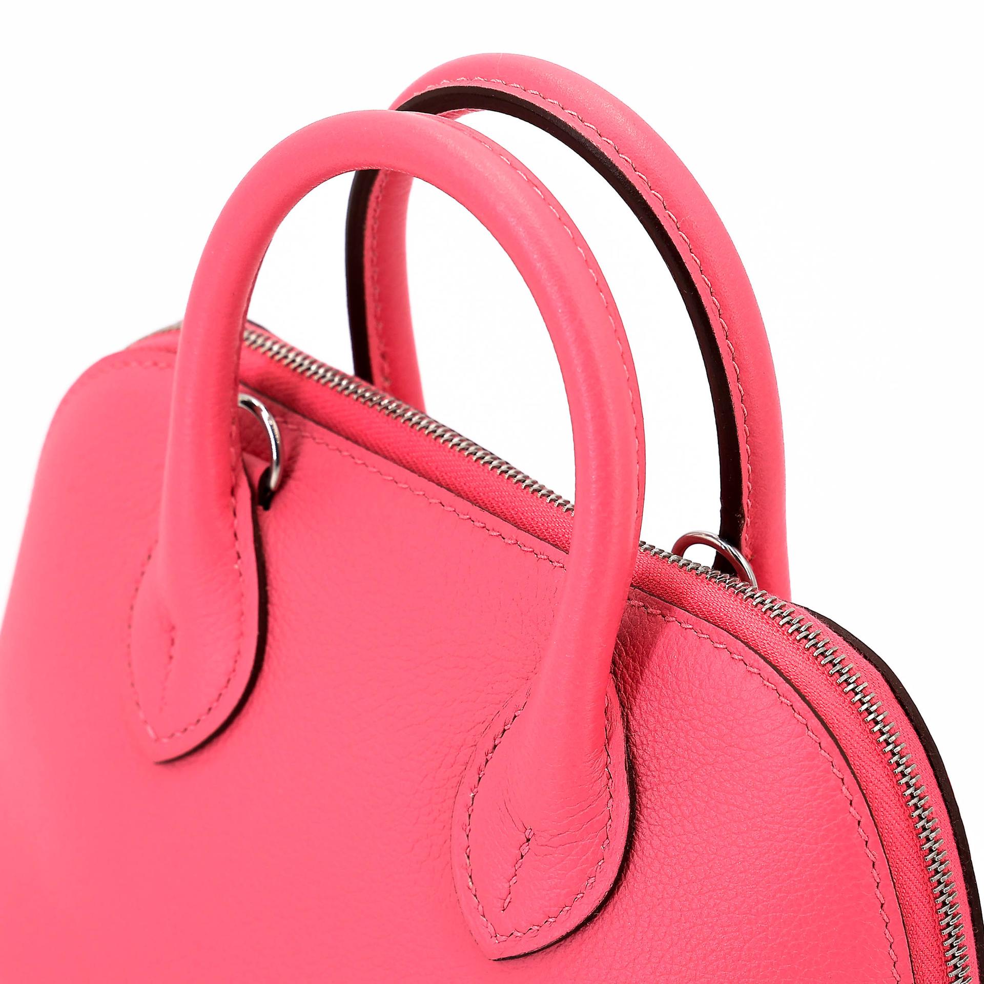 未使用保存品 HERMÈS 愛馬仕 Mini Bolide 1923 8W 唇膏粉 Rose Azalee Evercolor皮 銀扣 B刻 2023年 - 3