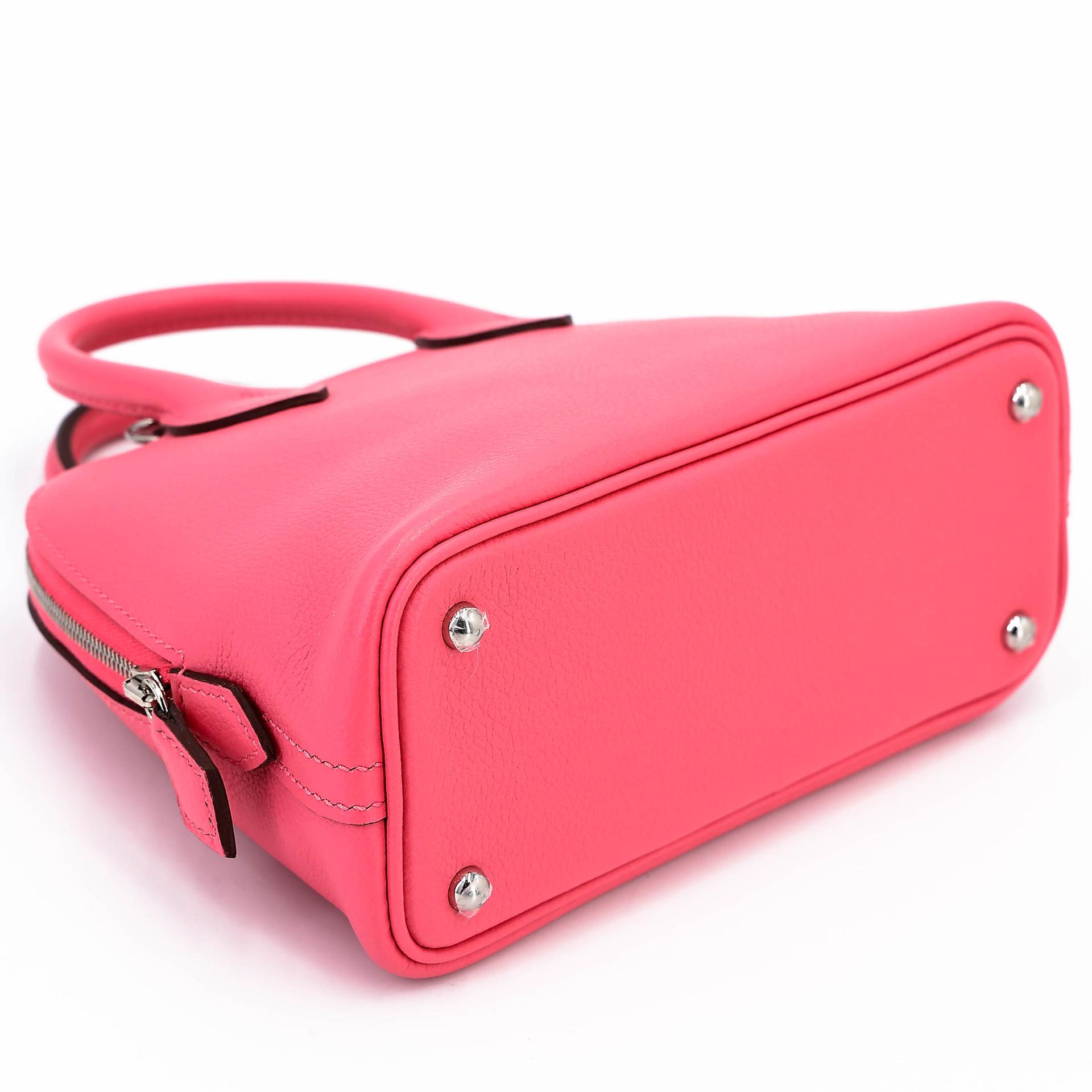 未使用保存品 HERMÈS 愛馬仕 Mini Bolide 1923 8W 唇膏粉 Rose Azalee Evercolor皮 銀扣 B刻 2023年 - 5