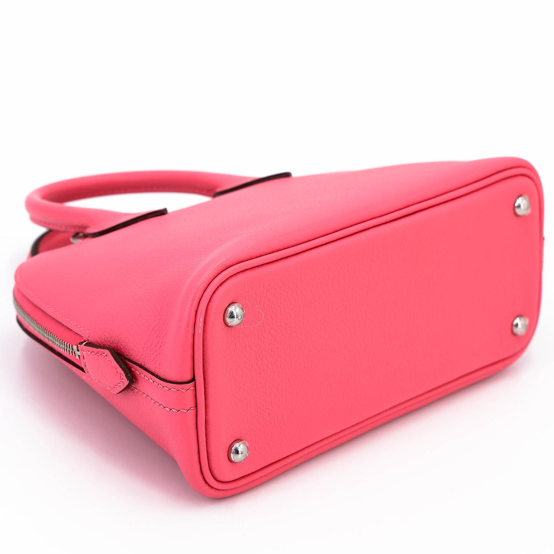 未使用保存品 HERMÈS 愛馬仕 Mini Bolide 1923 8W 唇膏粉 Rose Azalee Evercolor皮 銀扣 B刻 2023年 - 7
